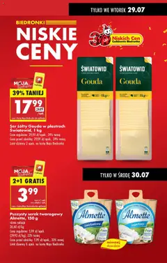Biedronka gazetka od 28.07.2025 | Strona: 9 | Produkty: Ser żółty, Karta, Cream cheese, Mleko