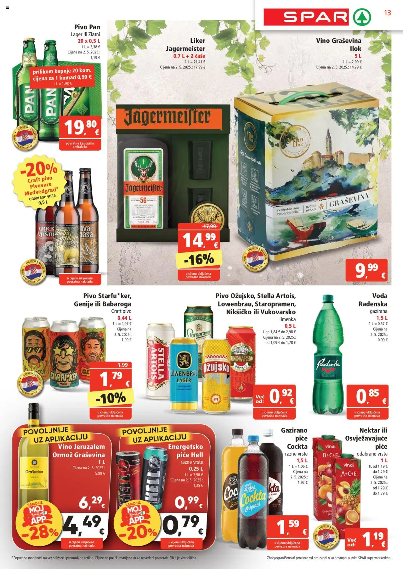 Spar katalog | vrijedi od 10.09.2025 | Stranica: 13 | Proizvodi: Hell, Jägermeister, Radenska, Pan