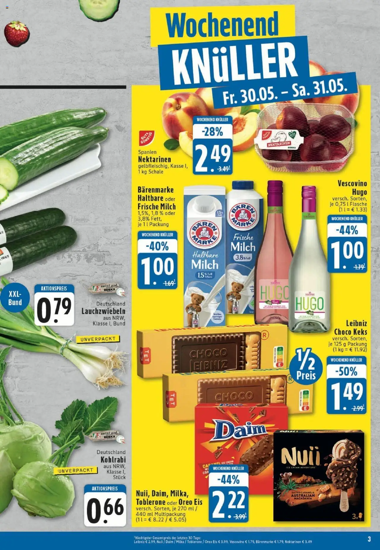 Edeka prospekt Köln	 - gültig ab dem 25.05.2025 | Seite: 3 | Produkte: Milch, Kohlrabi, Milka, Eis