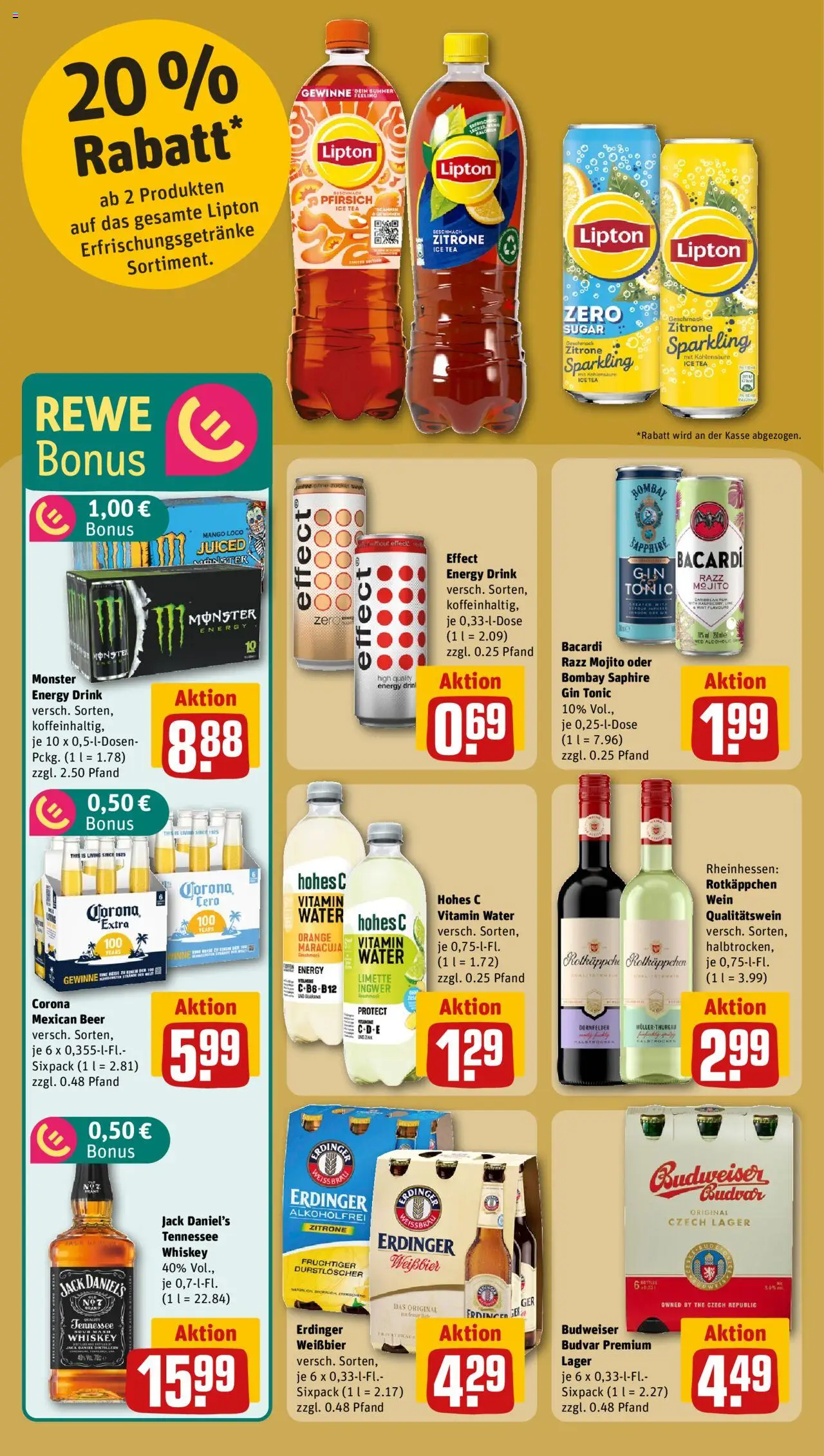 Rewe Prospekt 	 - gültig ab dem 04.08.2025 | Seite: 15 | Produkte: Bacardi, Erdinger, Energy, Hohes c