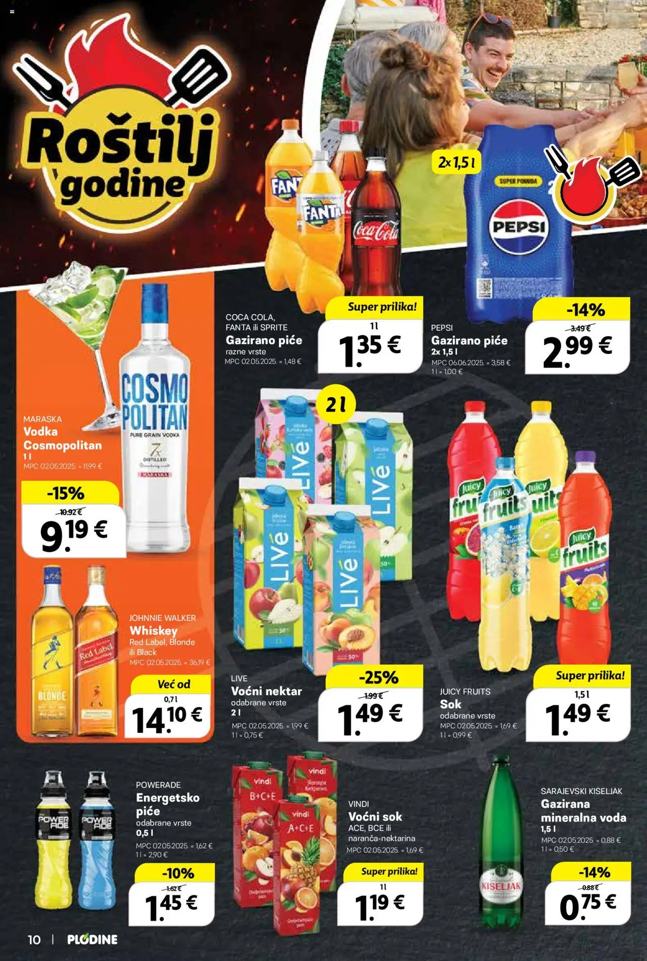 Plodine katalog | vrijedi od 18.06.2025 | Stranica: 10 | Proizvodi: Red Label, Sprite, Sok, Vodka