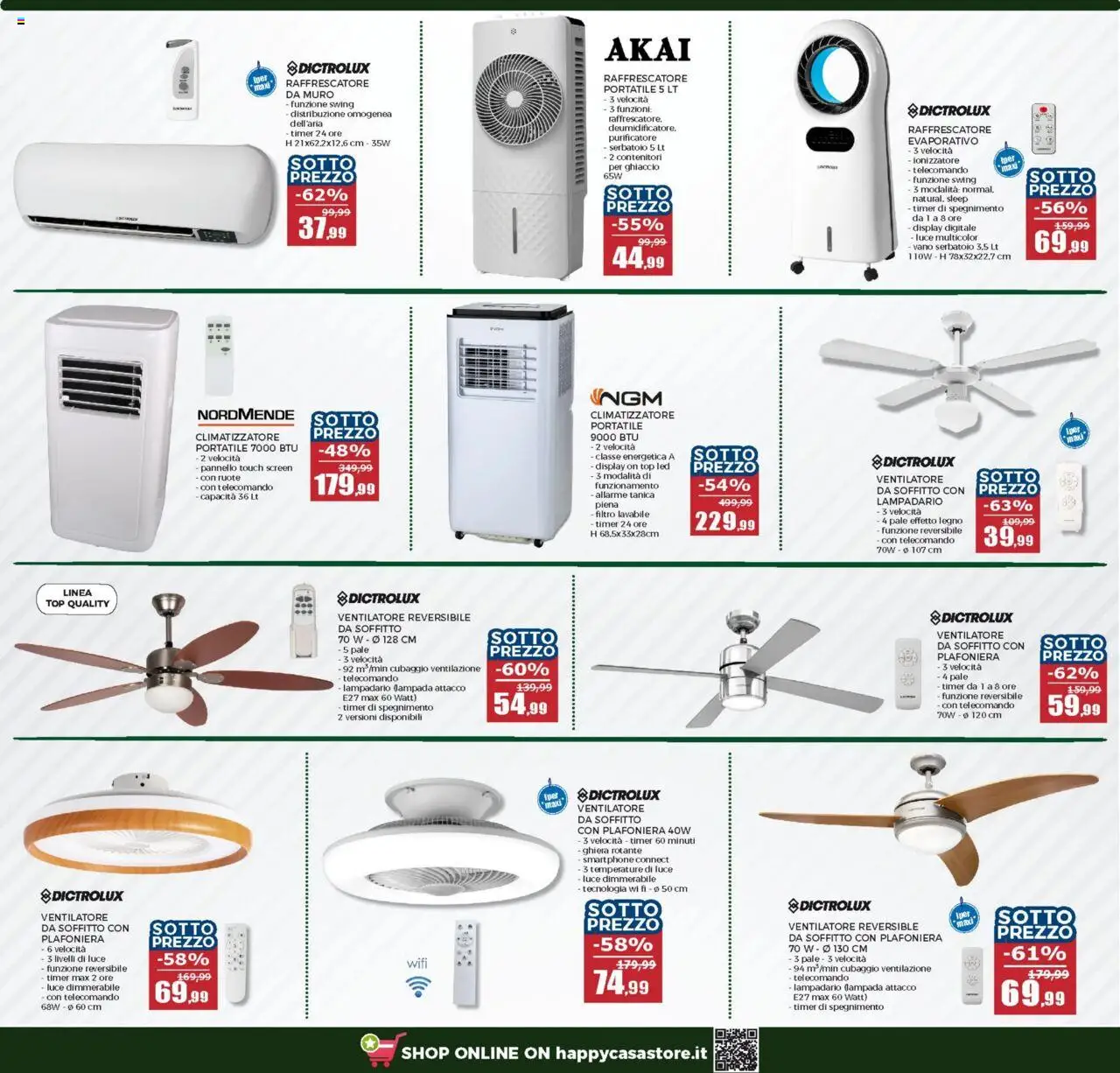 Volantino Happy Casa del 06.08.2025 | Pagina: 10 | Prodotti: Ventilatore, Climatizzatore, Telecomando, Smartphone