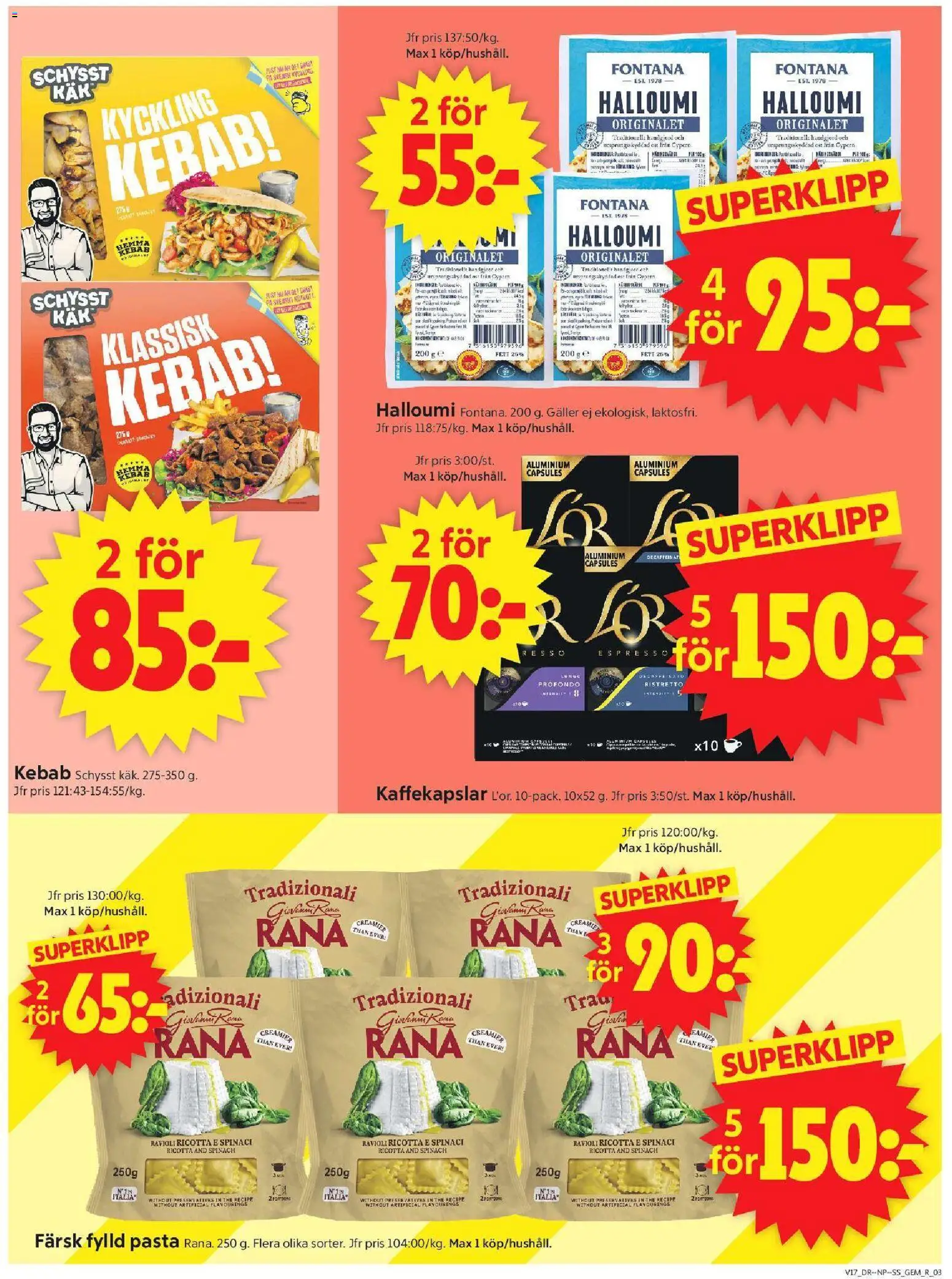 ICA Supermarket reklamblad aktuell från 20.04.2026 | Sida: 3 | Produkter: Gem, Kaffekapslar, Halloumi, Pasta