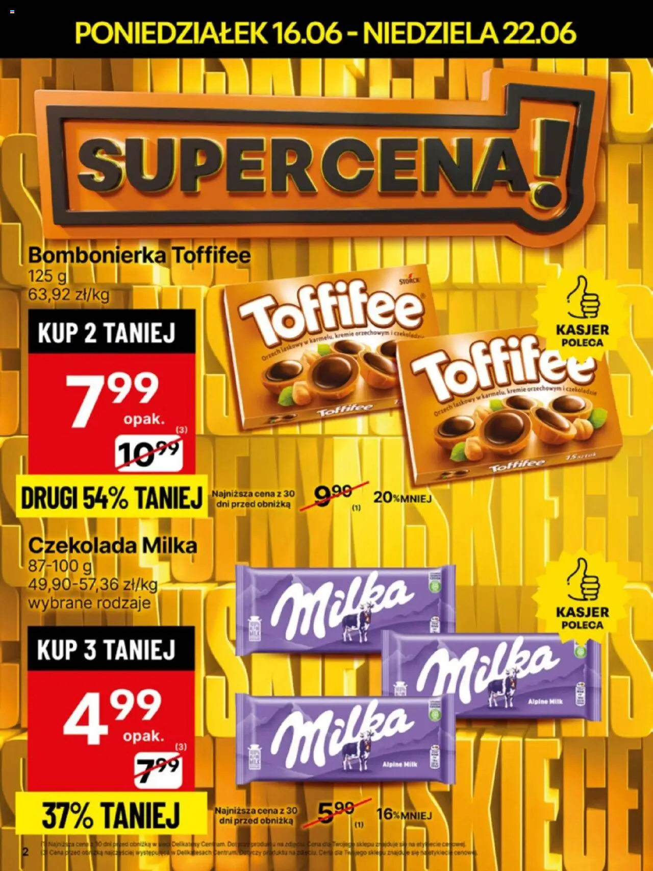 Delikatesy Centrum Gazetka od 16.06.2025 | Strona: 2 | Produkty: Czekolada milka, Toffifee, Milka, Delikatesy