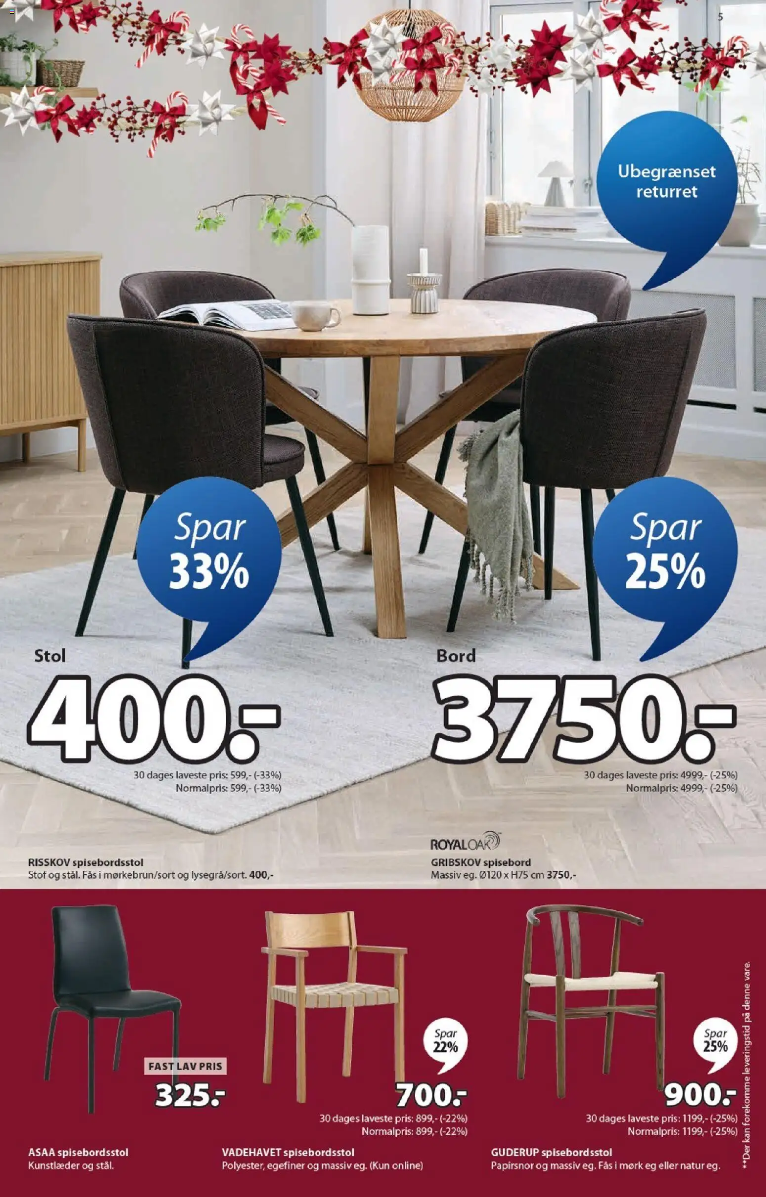 JYSK tilbudsavis – gyldig fra 07.11.2025 | Side: 5 | Produkter: Bord, Stol, Stof