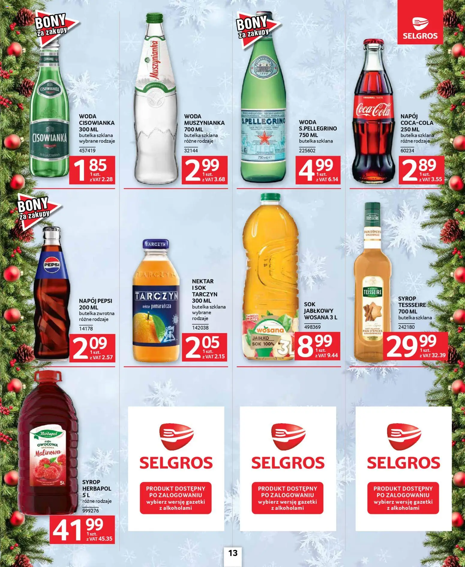 Selgros cash&carry Gazetka - Oferta dla gastronomii od 04.12.2025 | Strona: 13 | Produkty: Pepsi, Muszynianka, Sok, Woda