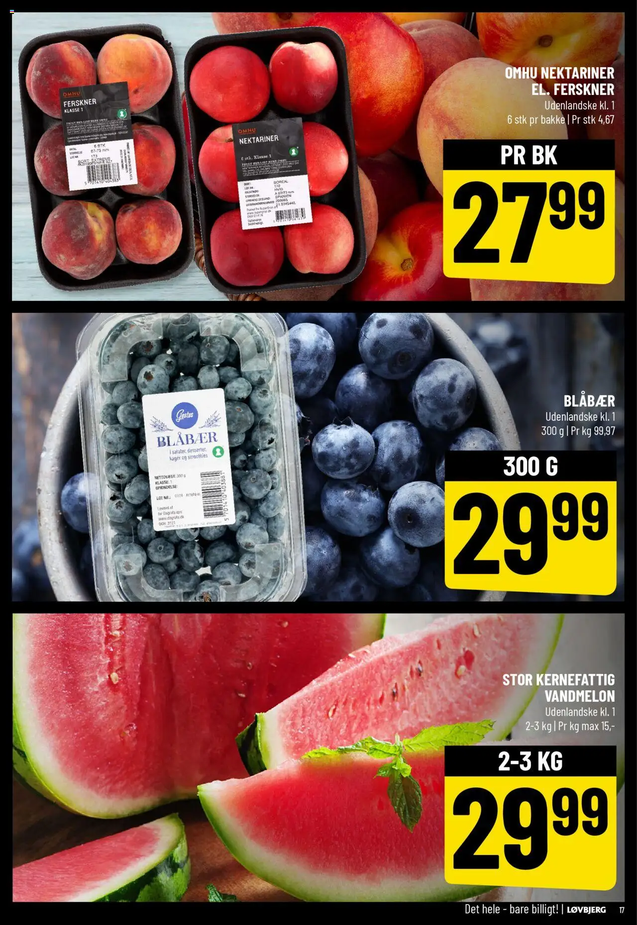 Løvbjerg Tilbudsavis gyldig fra 08.08.2025 | Side: 17 | Produkter: Blåbær, Vandmelon, Kager, Nektariner