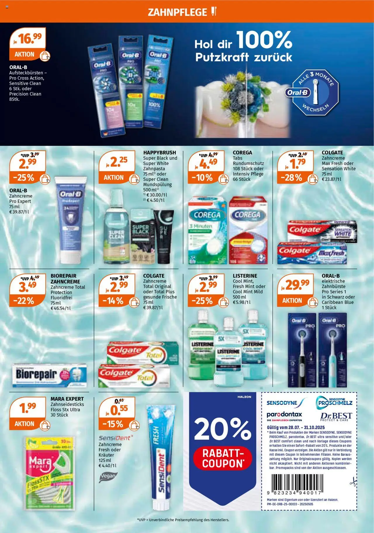 Müller Prospekt 	 - gültig ab dem 28.07.2025 | Seite: 11 | Produkte: Elektrische zahnbürste, Zahnpasta, Zahnbürste, Listerine