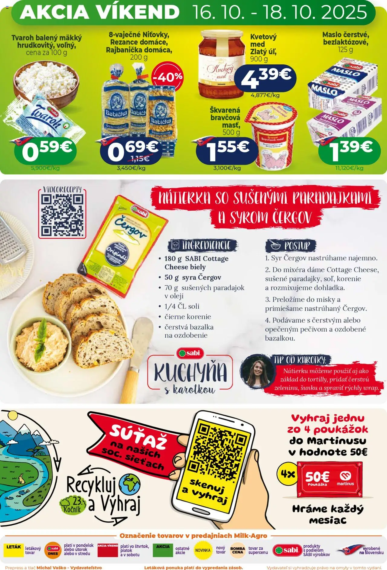 Nové Milk Agro akcie – leták je platný od 15.10.2025 | Strana: 2 | Produkty: Kuchyňa, Maslo, Rezance, Korenie