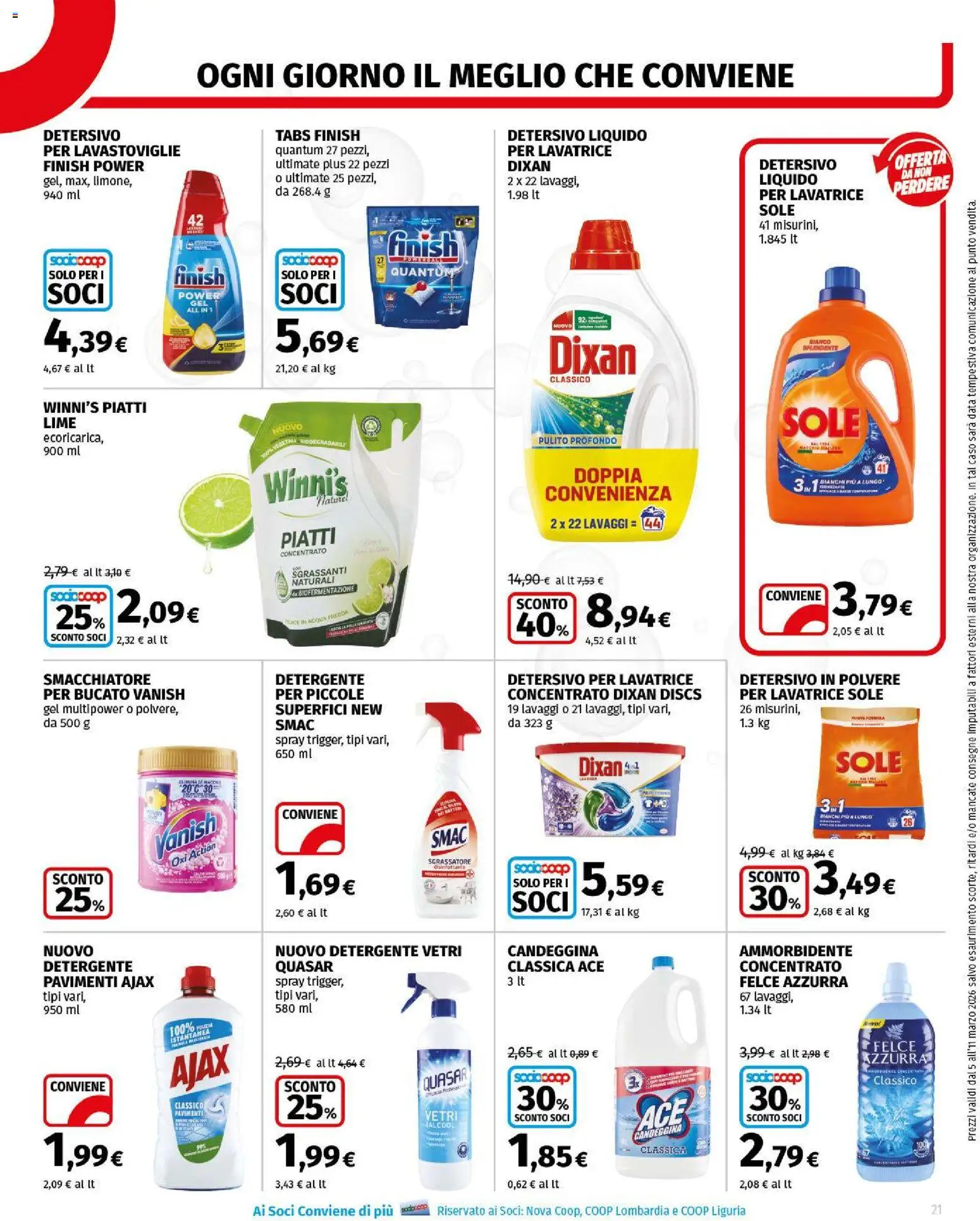 Volantino COOP del 05.03.2026 | Pagina: 21 | Prodotti: Smacchiatore, Detergente, Candeggina, Lime