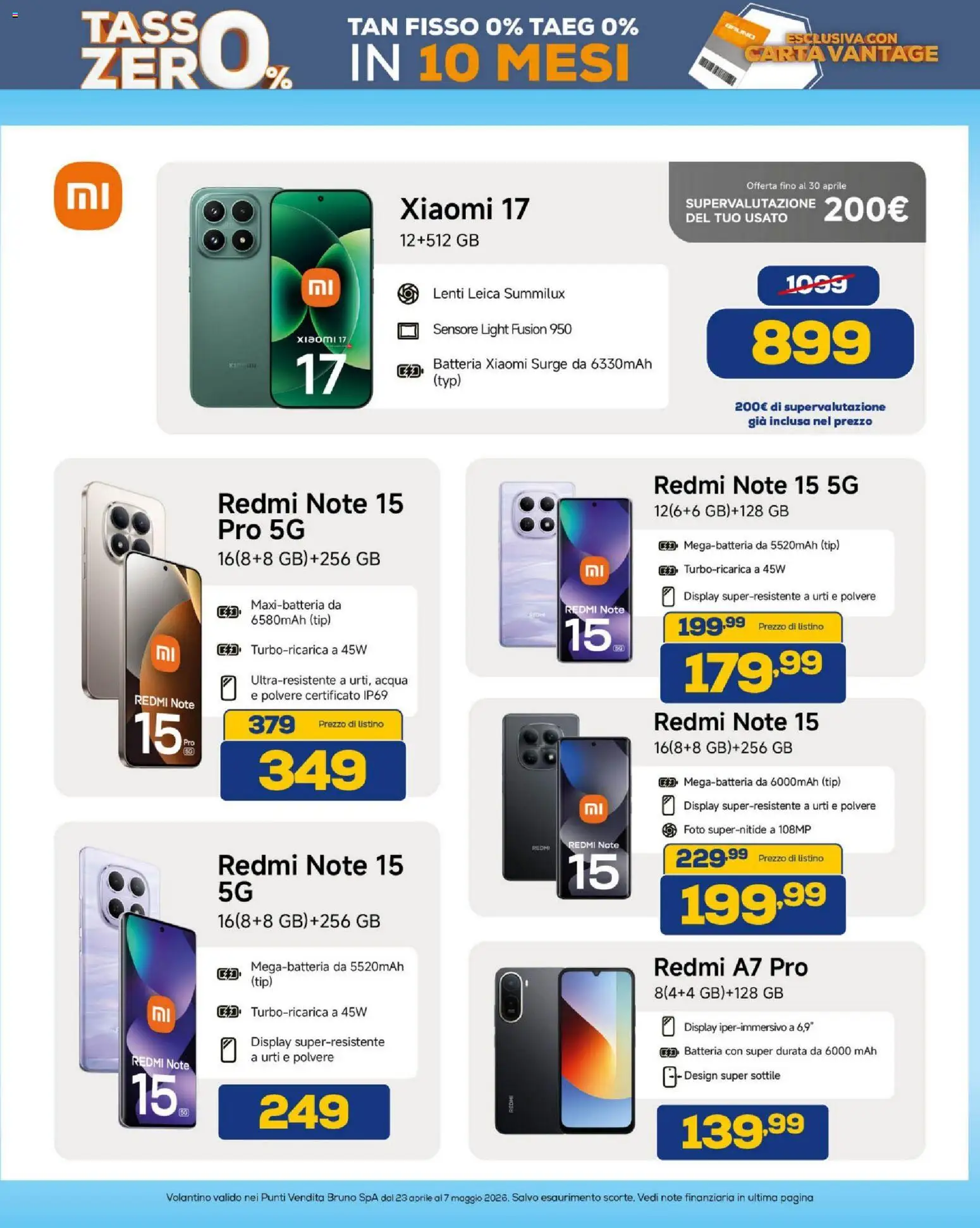 Volantino BRUNO del 23.04.2026 | Pagina: 39 | Prodotti: Xiaomi, Acqua, Batteria