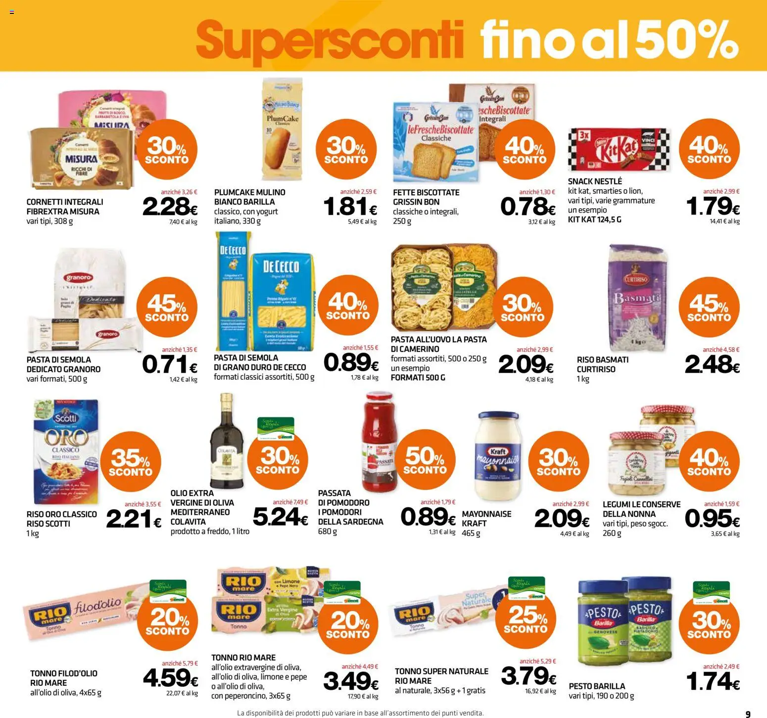 Volantino Superconti del 12.03.2026 | Pagina: 9 | Prodotti: Yogurt, Riso, Pasta, Fette biscottate