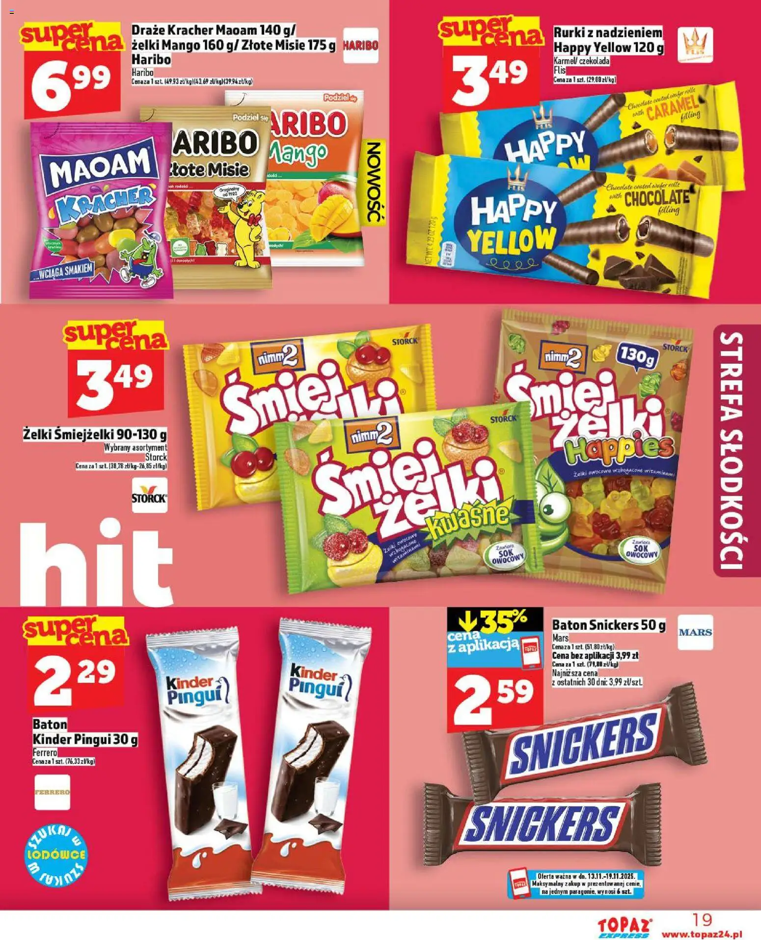 Topaz Gazetka - Express od 13.11.2025 | Strona: 19 | Produkty: Mango, Baton, Żelki, Czekolada