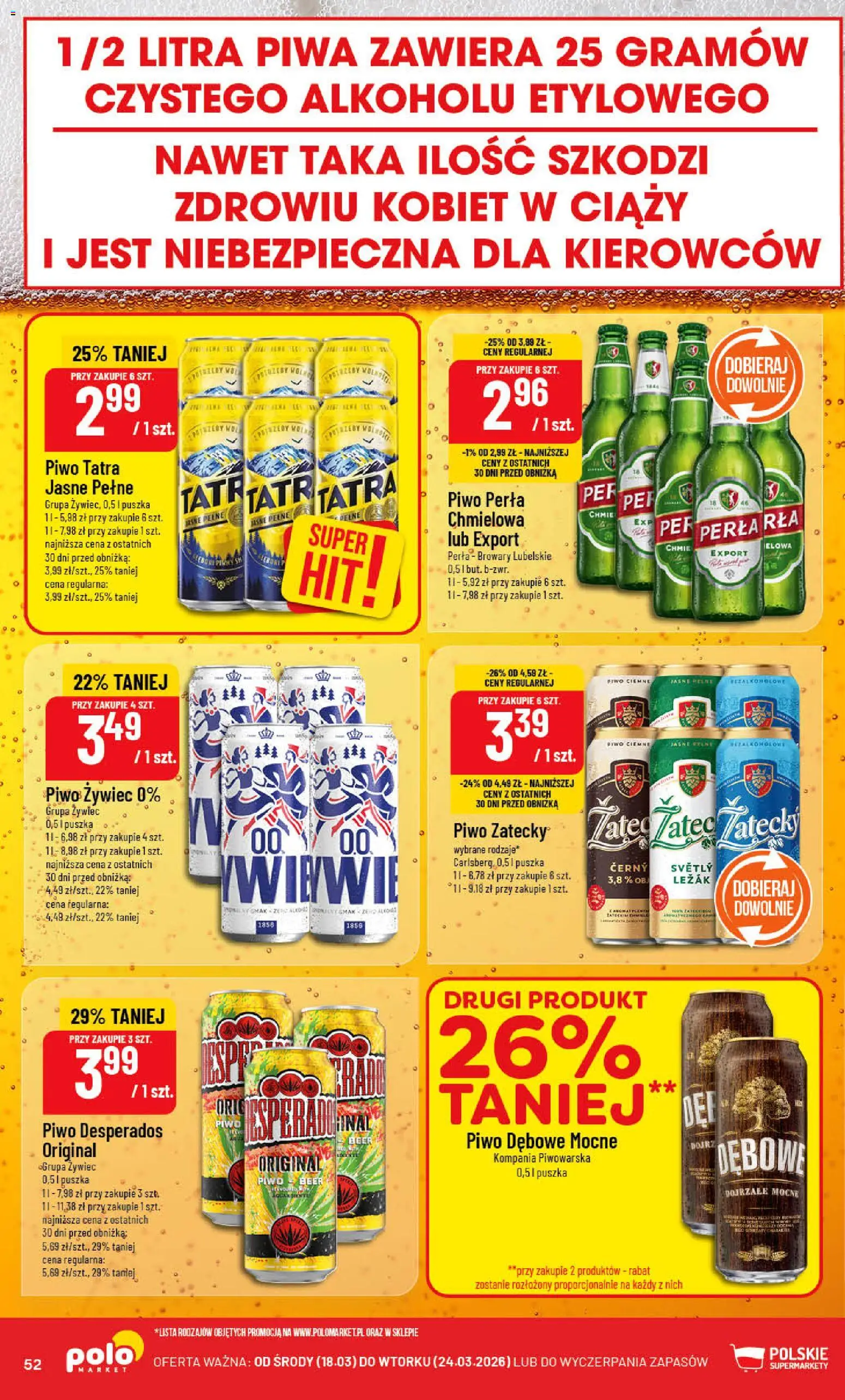 POLOmarket gazetka od 18.03.2026 | Strona: 52 | Produkty: Leżak, Piwo perła, Piwo Desperados, Piwo