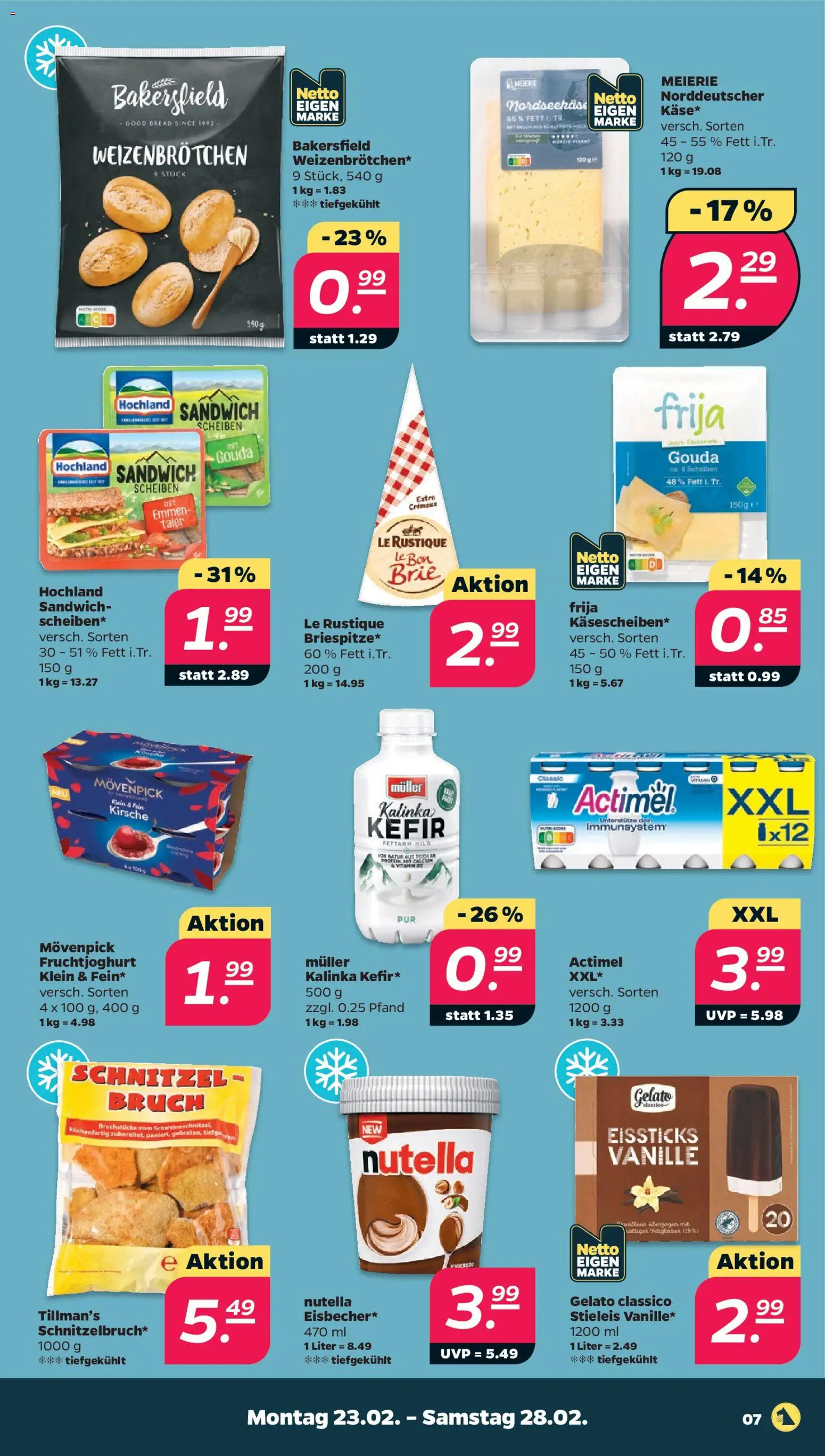 Netto Prospekt 	 – gültig ab 23.02.2026 | Seite: 7 | Produkte: Kefir, Milch, Schnitzel, Fruchtjoghurt
