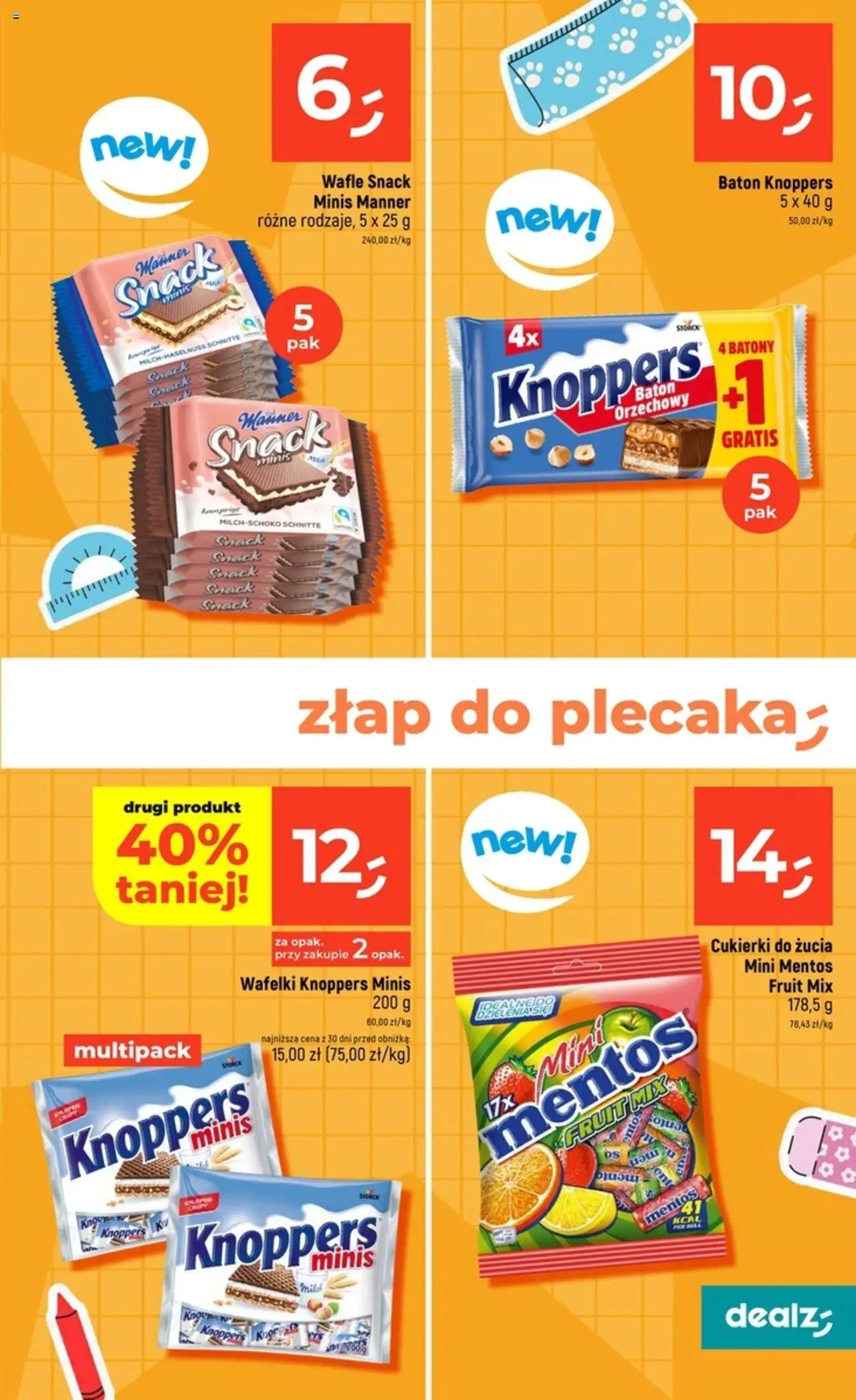 Dealz Gazetka - O!ceny pierwsza klasa od 18.08.2025 | Strona: 13 | Produkty: Knoppers, Wafle, Baton, Wafelki