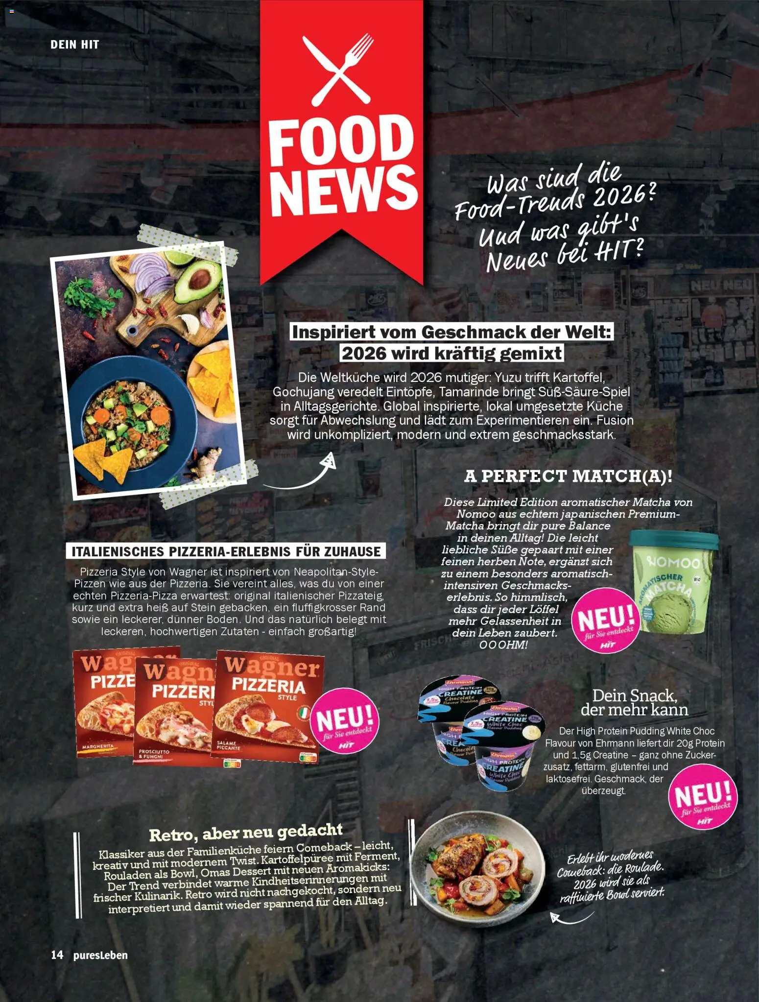 HIT pures Leben 01/2026 – gültig ab 01.01.2026 | Seite: 14 | Produkte: High protein pudding, Küche, Pudding, Zucker