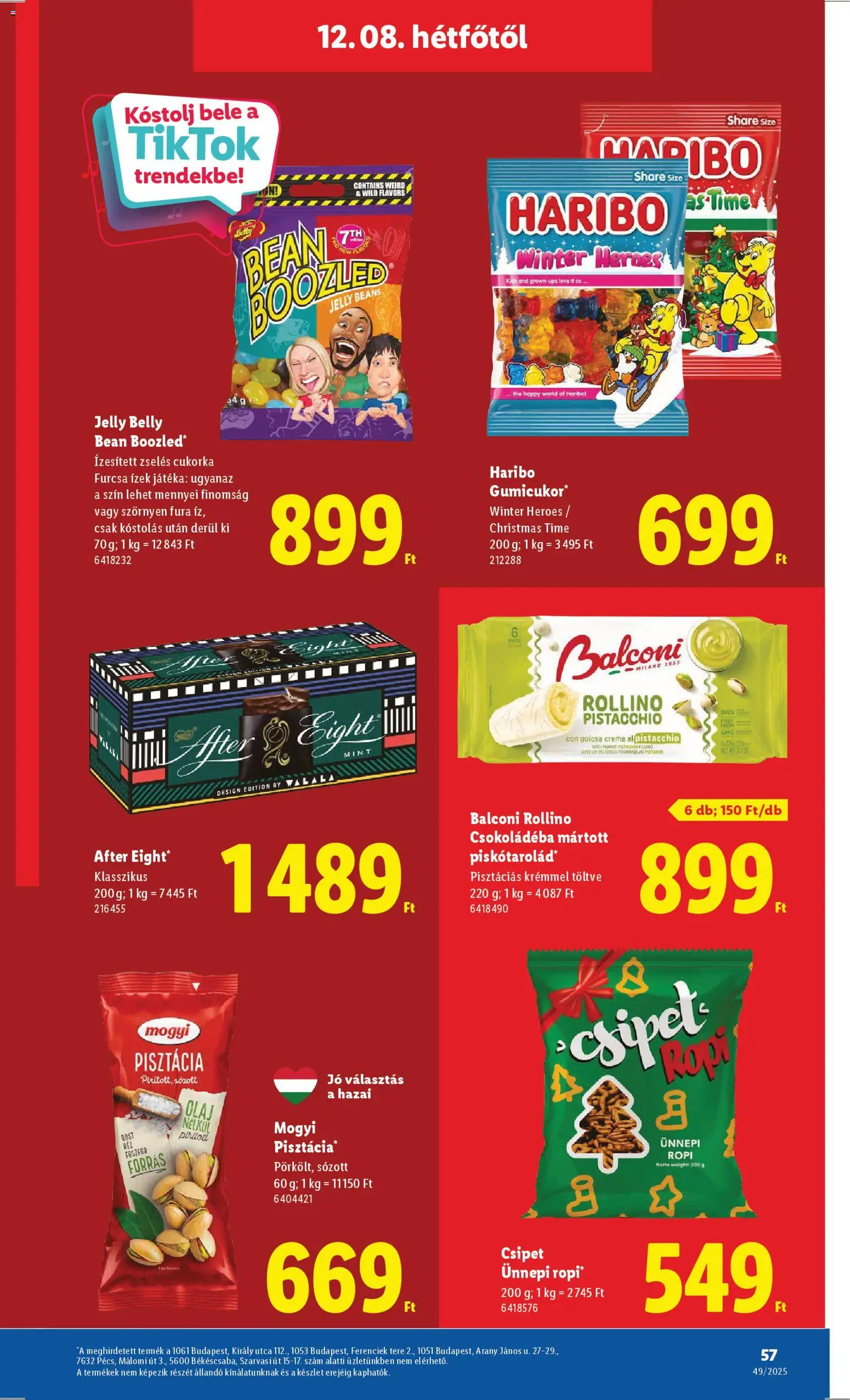 Lidl akciós ujság - amely érvényes a következő dátumtól: 04.12.2025 | Oldal: 57 | Termékek: Pisztácia, Olaj, Cukorka, Só