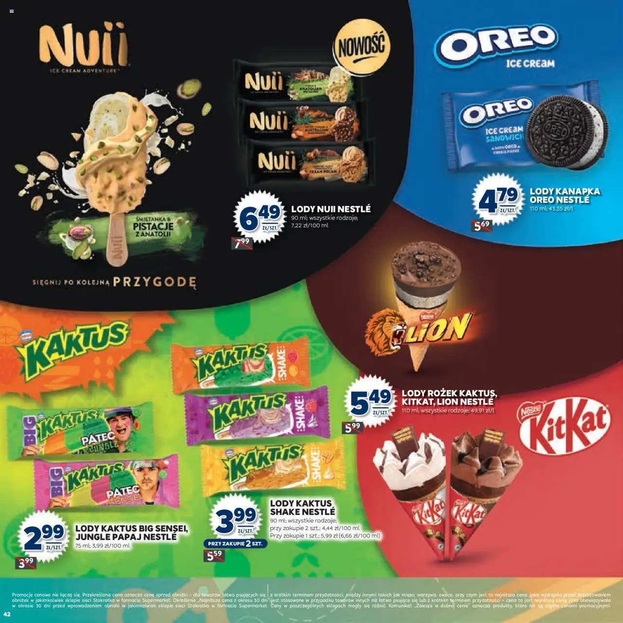 Stokrotka Gazetka - Witaj Szkoło od 13.08.2025 | Strona: 42 | Produkty: Stokrotka, Sandwich, Lody Kaktus, Lody