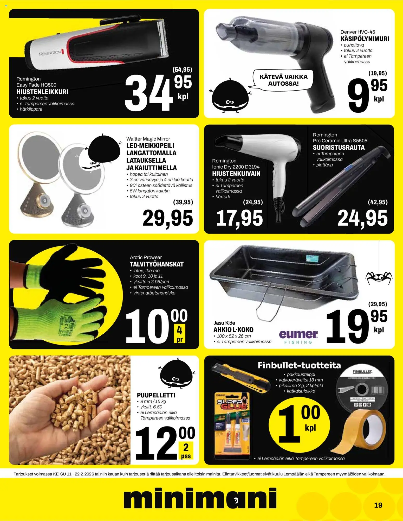 Minimani tarjoukset – voimassa 11.02.2026 alkaen | Sivu: 19 | Tuotteet: Kaiutin, Pakkausteippi, Pikaliima
