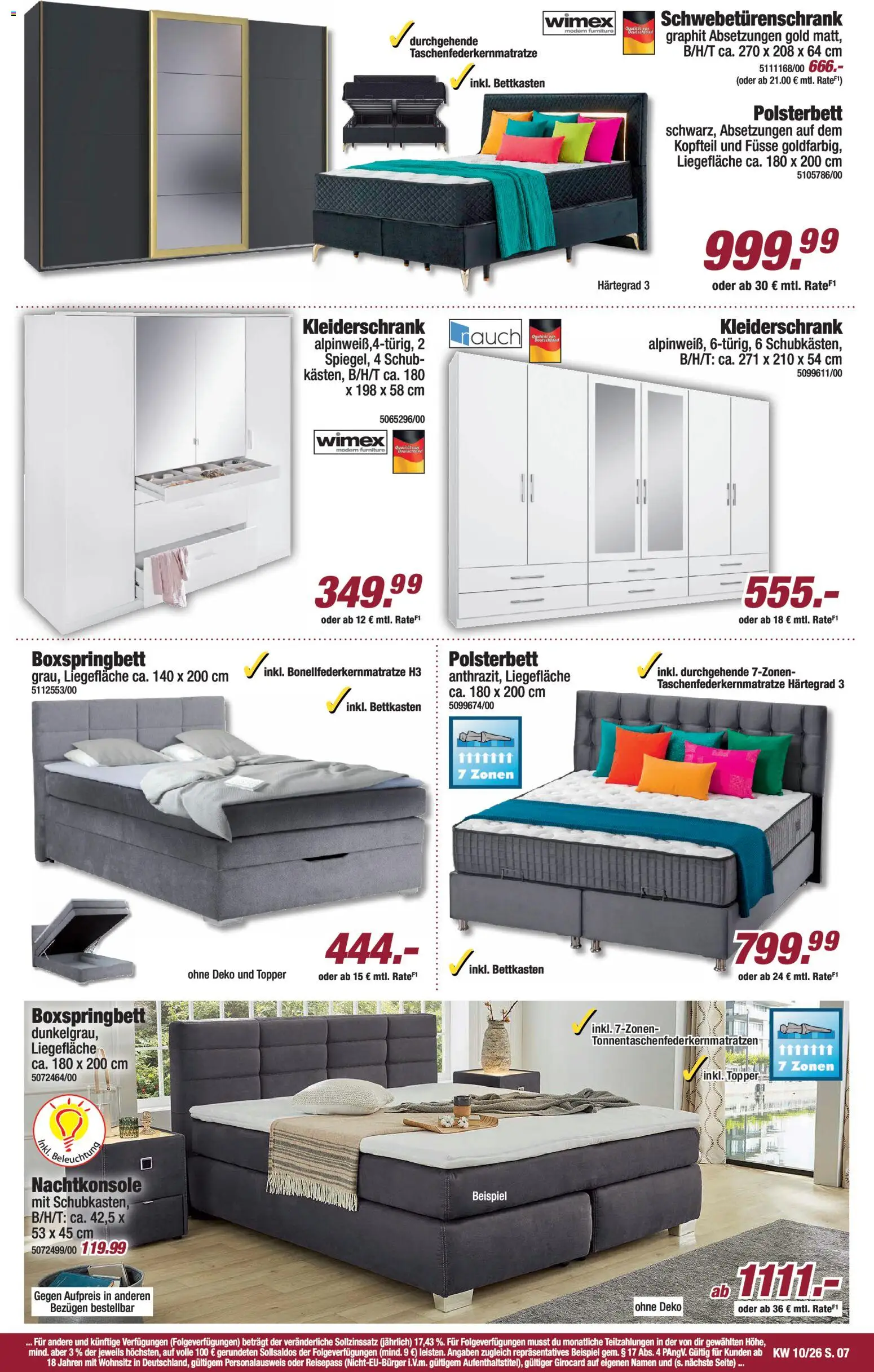 Poco Prospekt 	 – gültig ab 01.03.2026 | Seite: 7 | Produkte: Kleiderschrank, Schwebetürenschrank, Polsterbett, Topper