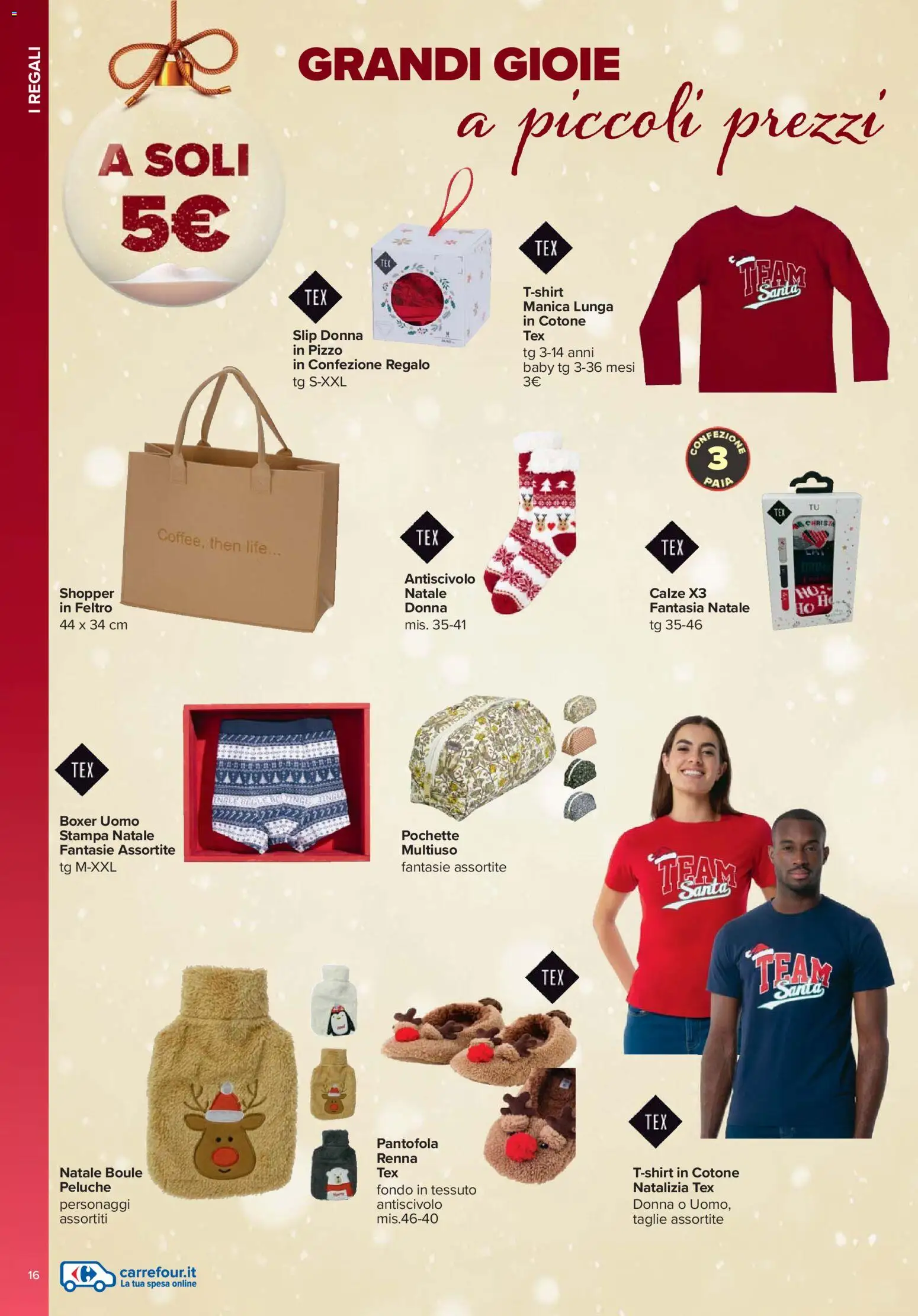 Volantino Carrefour del 13.11.2025 | Pagina: 16 | Prodotti: Peluche, Slip, Boxer, Stampa