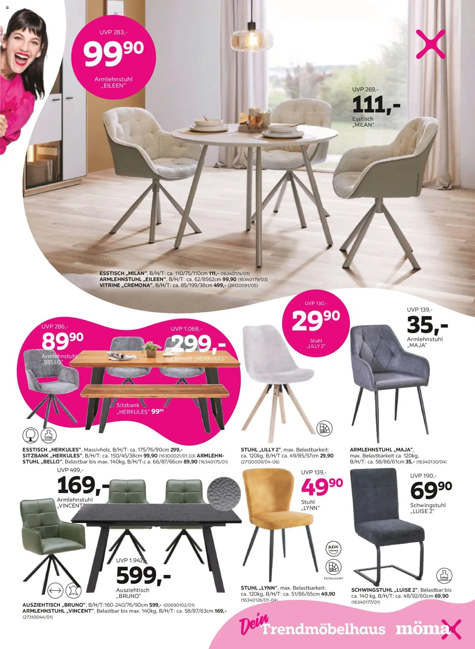 Mömax Prospekt 	 – gültig ab 09.03.2026 | Seite: 3 | Produkte: Esstisch, Sitzbank, Vitrine, Stuhl