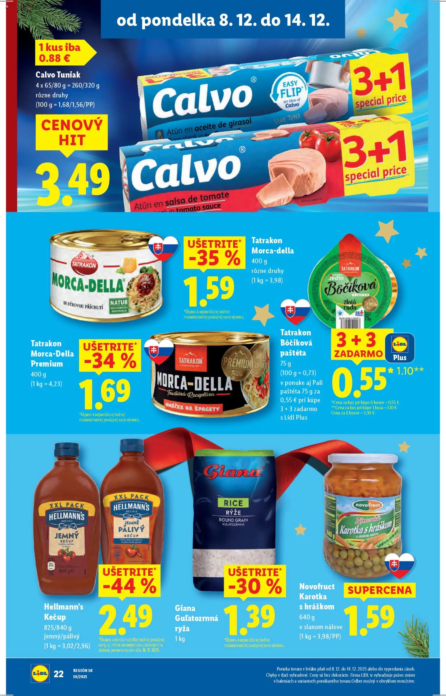 Nové Lidl akcie – leták je platný od 08.12.2025 | Strana: 30 | Produkty: Tuniak, Ryža, Kečup, Omáčka