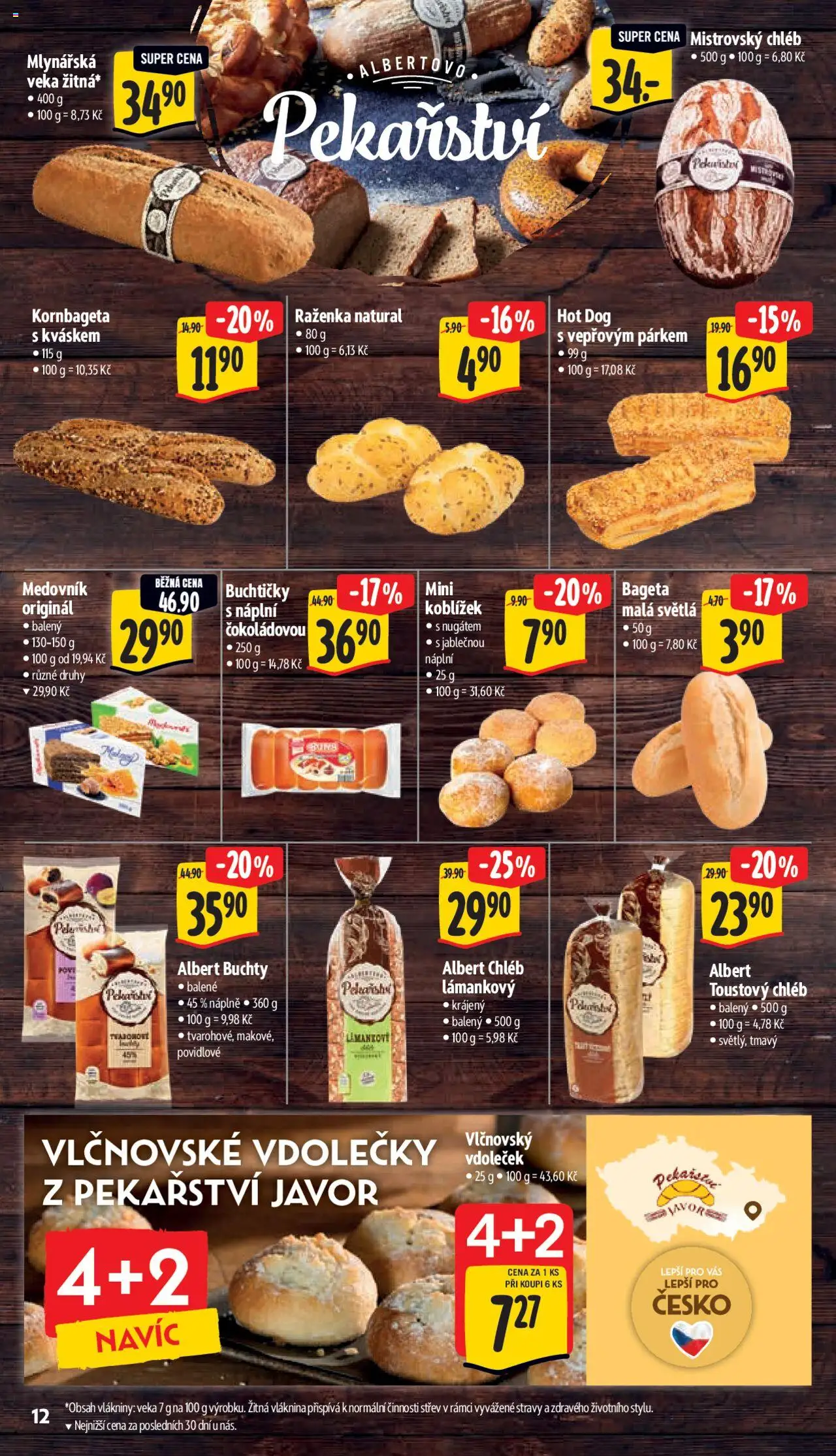 Albert leták - Supermarket od 27.08.2025 | Strana: 20 | Produkty: Chléb, Medovník, Toustový chléb, Bageta