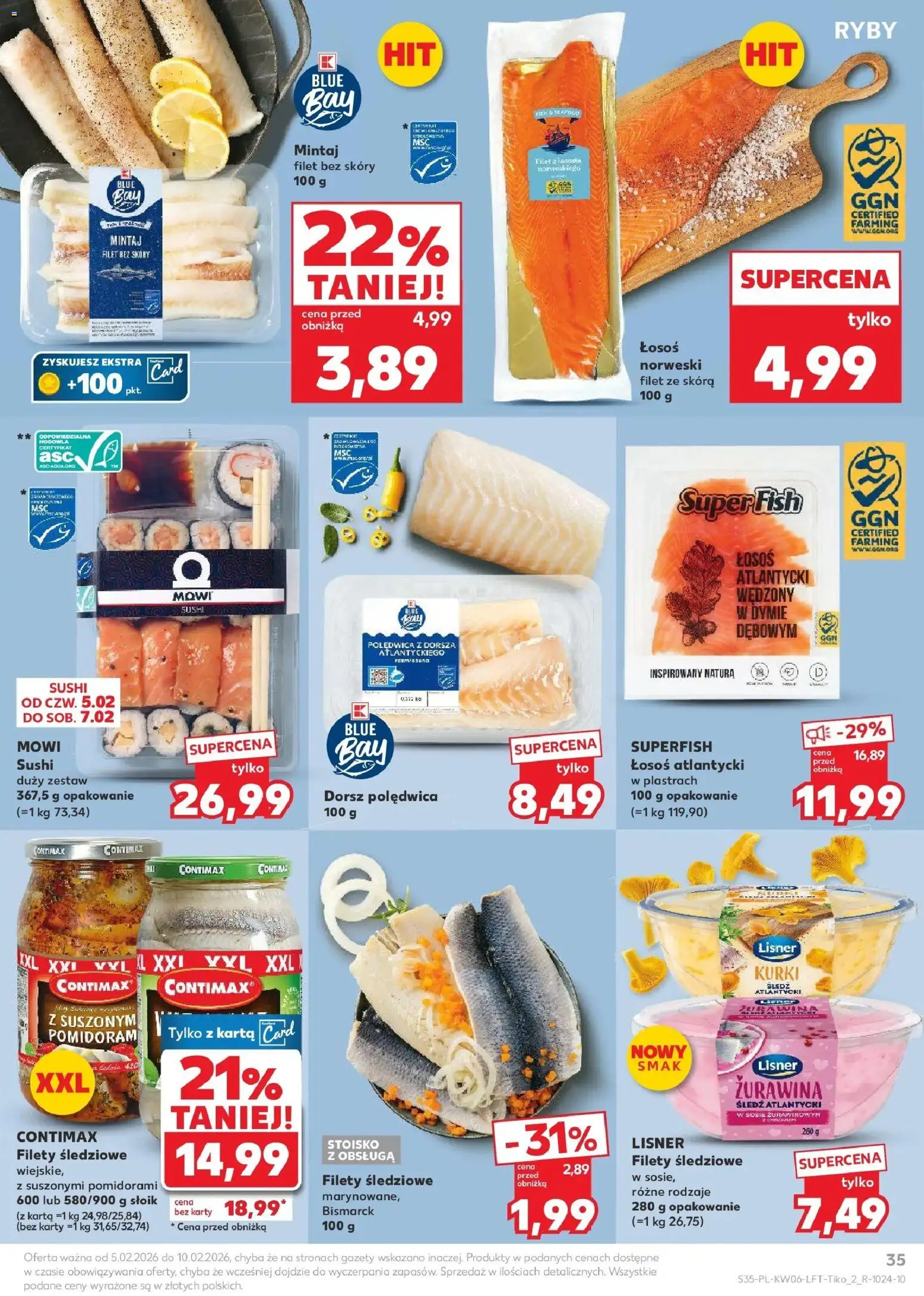 Kaufland gazetka od 05.02.2026 | Strona: 35 | Produkty: Karta, Śledź, Dorsz, Mintaj