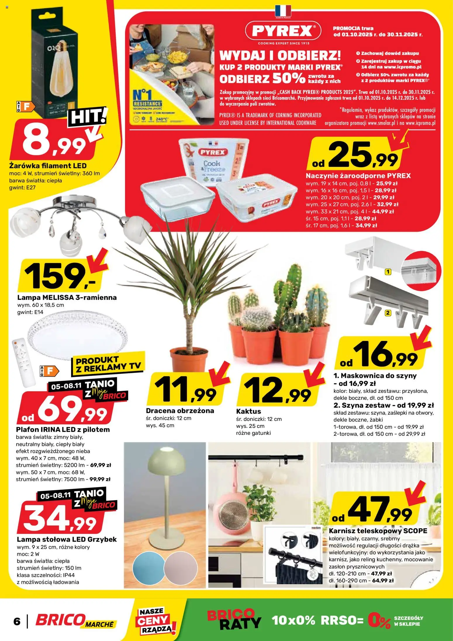 Brico Marché Gazetka od 05.11.2025 | Strona: 6 | Produkty: Lampa, Doniczki, Naczynie żaroodporne