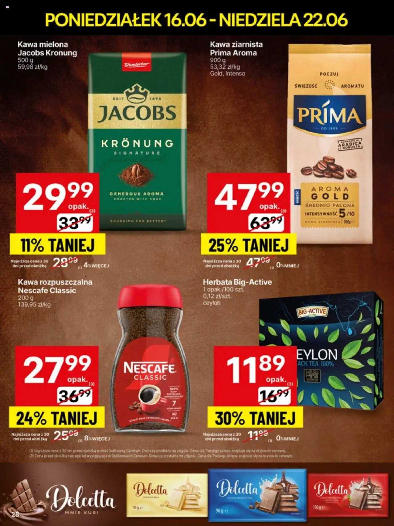 Delikatesy Centrum Gazetka od 16.06.2025 | Strona: 28 | Produkty: Kawa ziarnista, Delikatesy, Kawa, Herbata