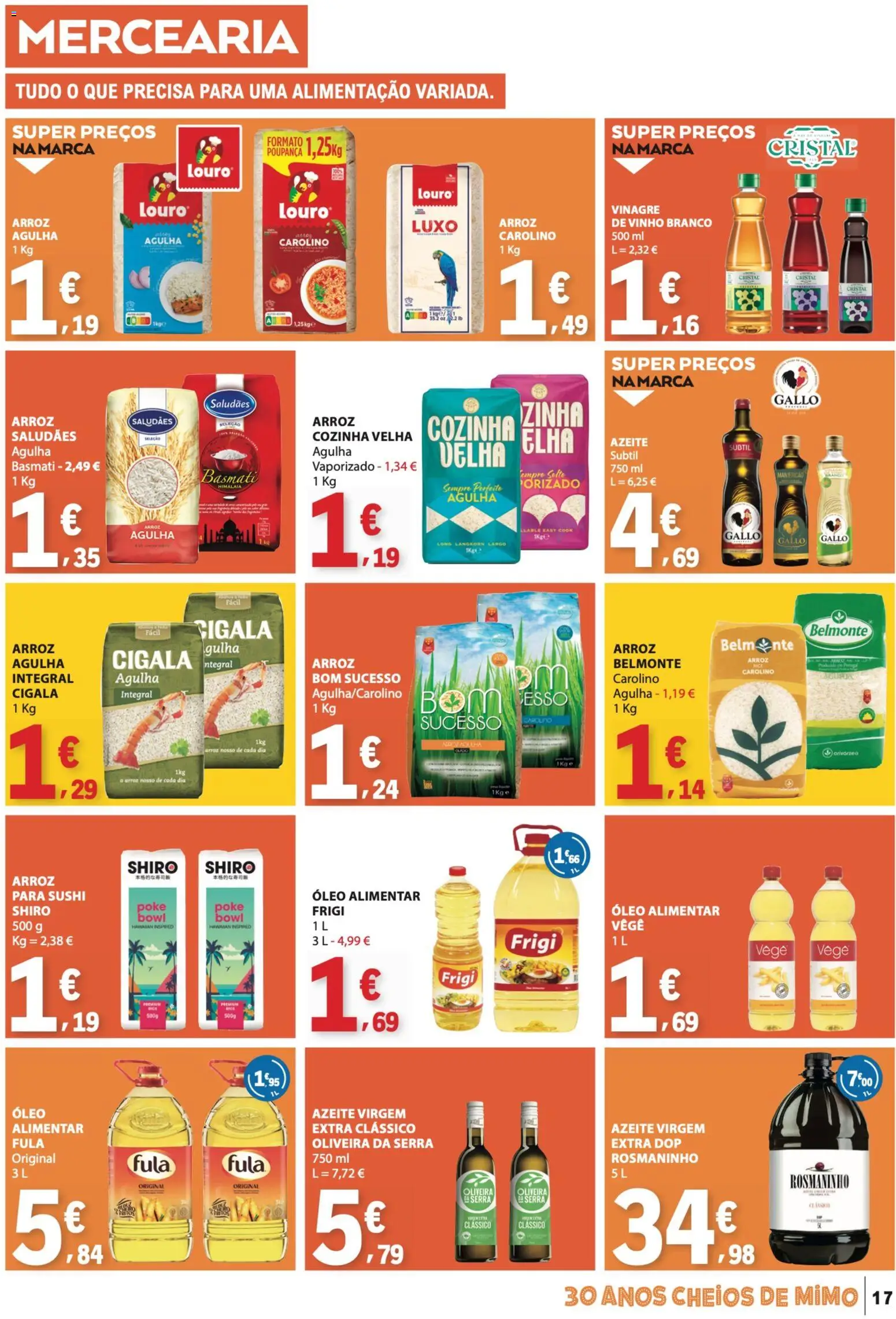 E.Leclerc folheto │ válido de 19.03.2026 | Página: 17 | Produtos: Vinagre, Azeite, Louro, Arroz