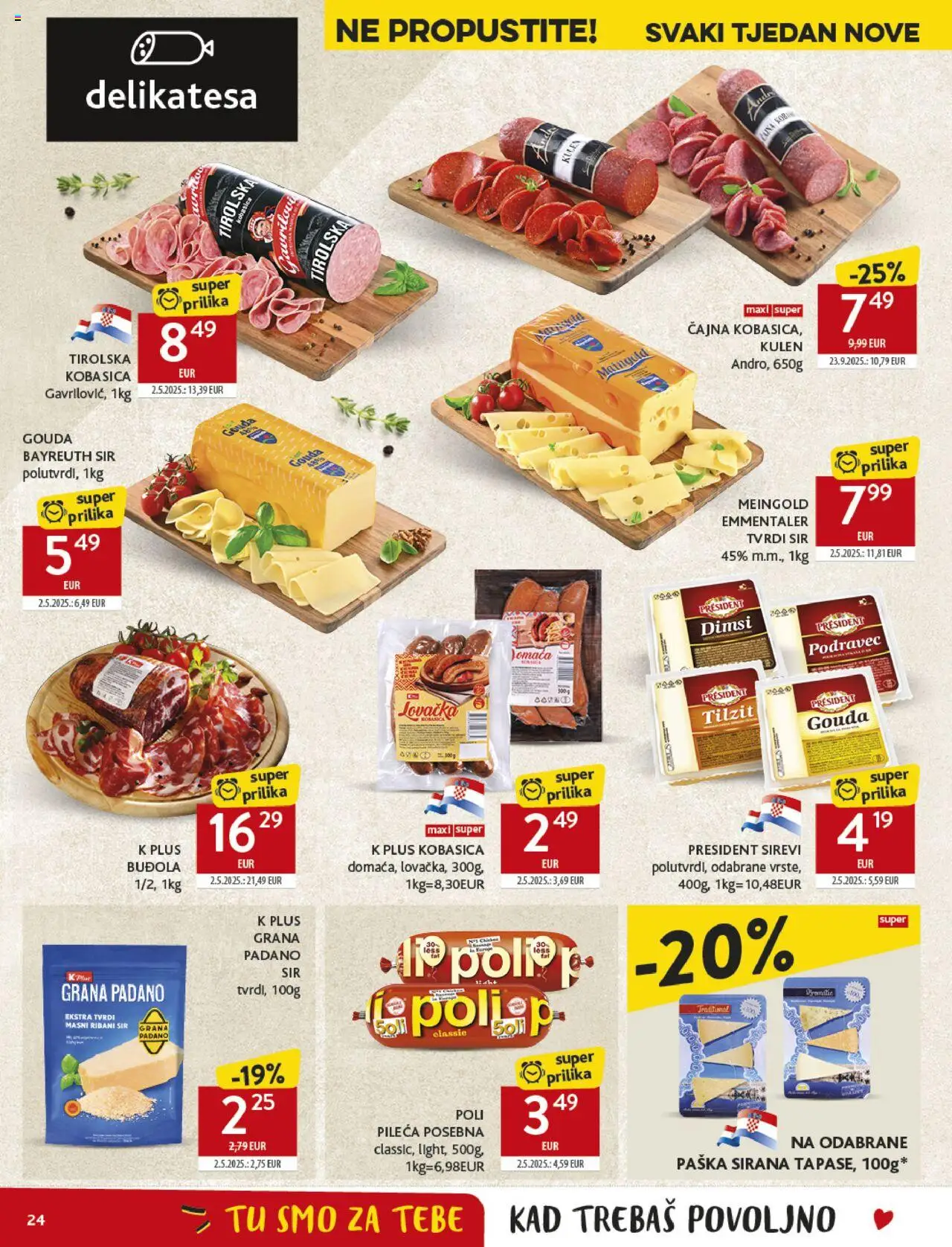 Konzum katalog | vrijedi od 22.10.2025 | Stranica: 24 | Proizvodi: Buđola, Kobasica, Kulen, Tvrdi sir