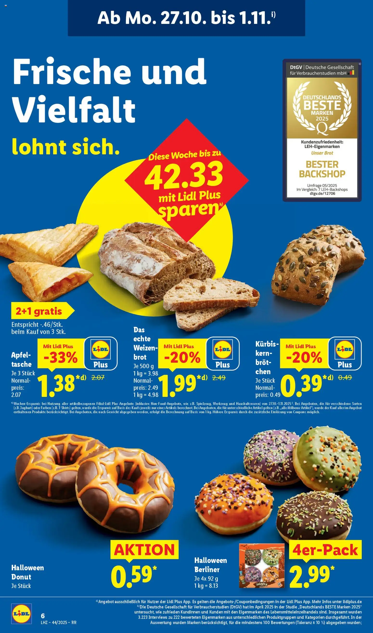 Lidl Prospekt Düsseldorf – gültig ab 27.10.2025 | Seite: 20 | Produkte: Berliner, Tasche, Gewicht, Brot