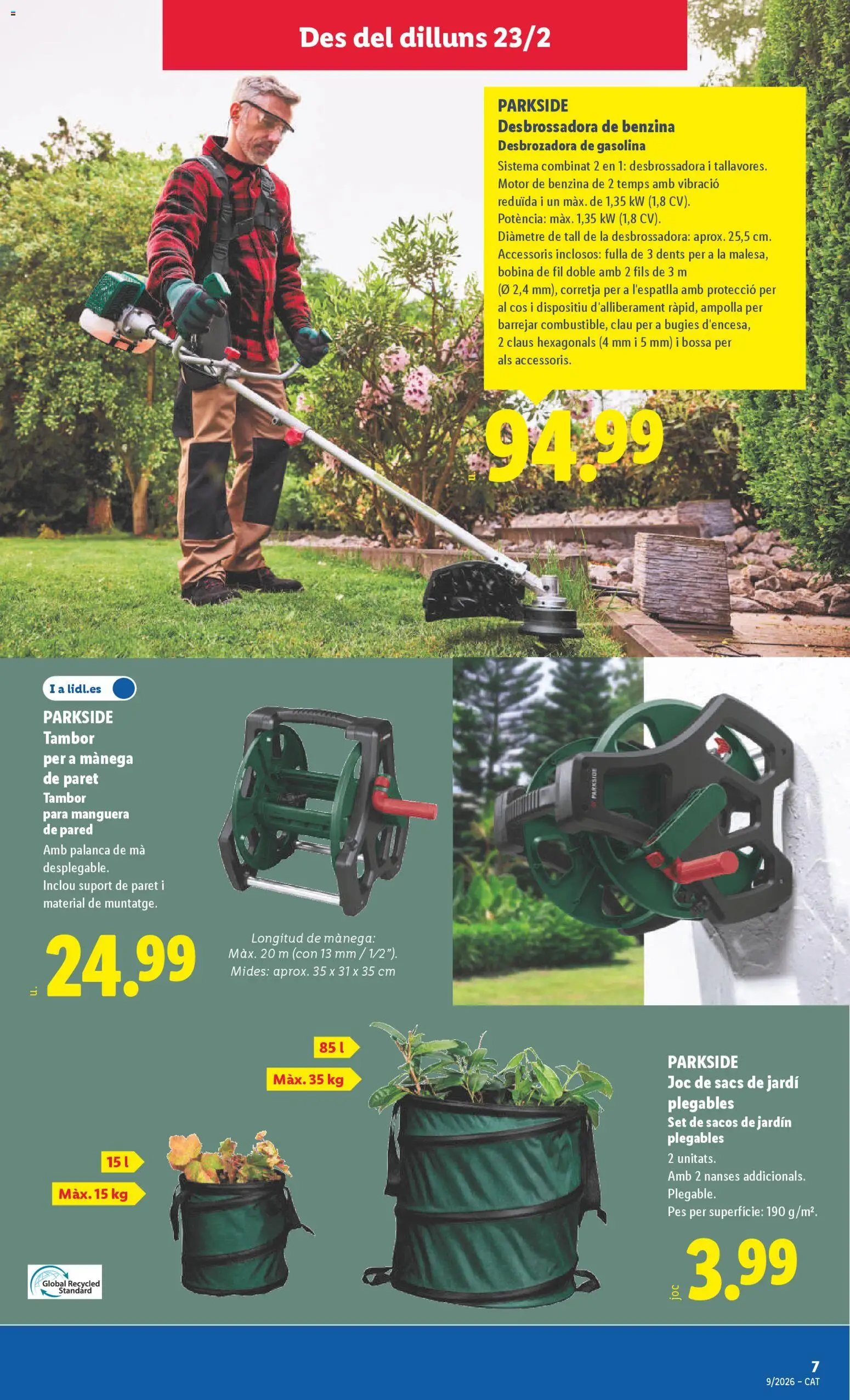 Lidl folleto de bazar │ válido desde el 23.02.2026 | Página: 7 | Productos: Desbrozadora, Manguera