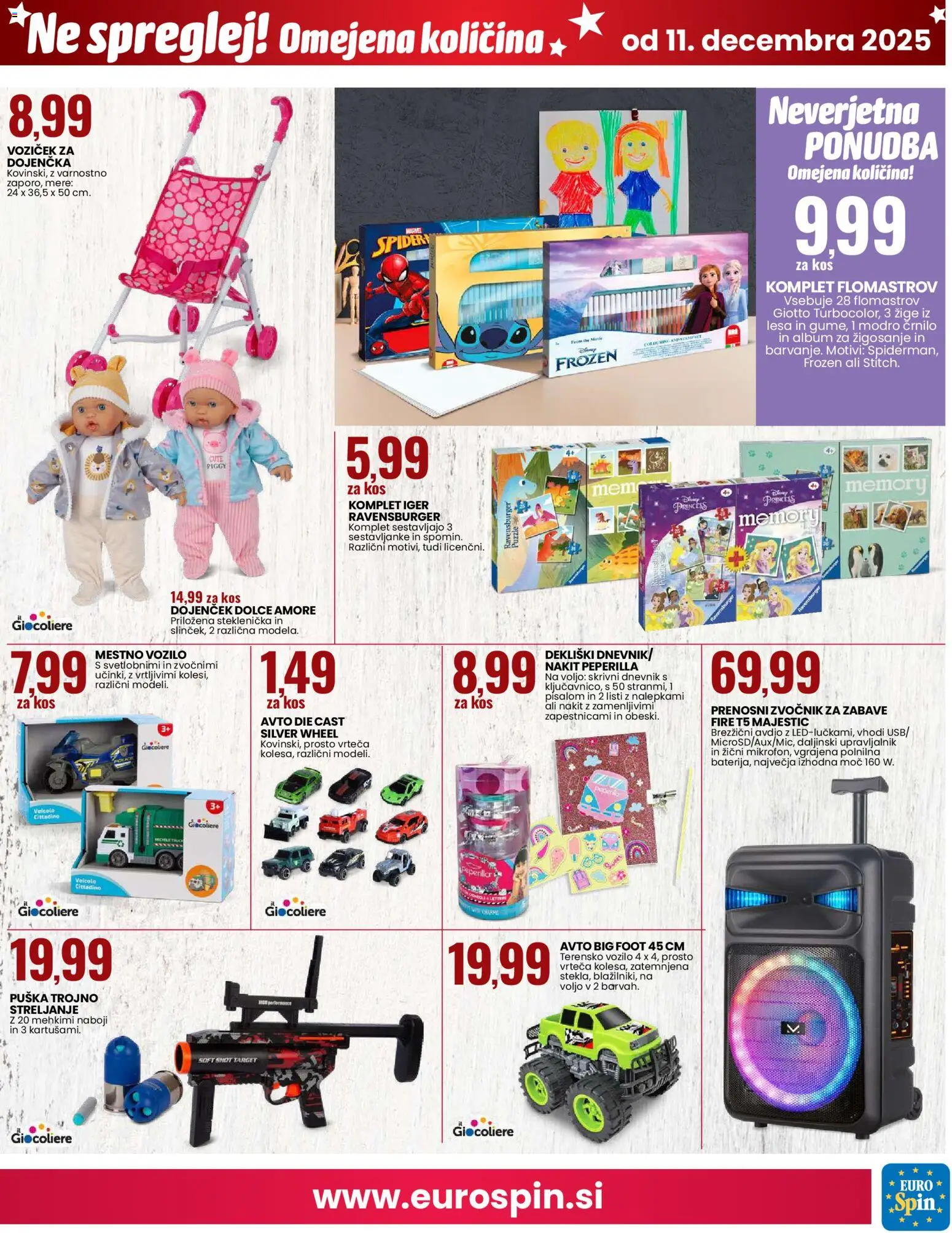 Novi Eurospin katalog ponudbe – veljaven od 11.12.2025 | Stran: 15 | Izdelki: Zvocnik, Kos, Voziček