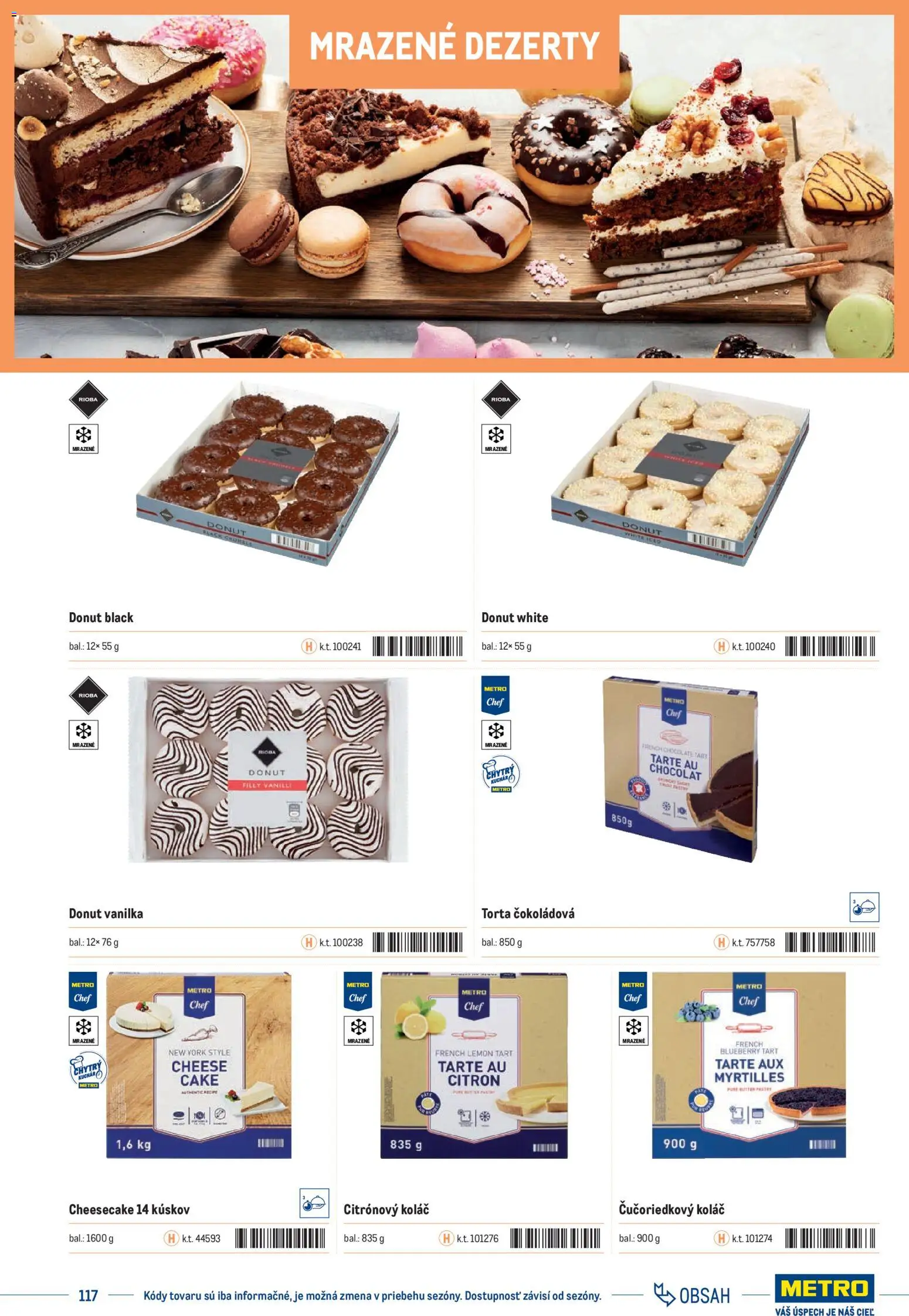 Nové Metro akcie – leták je platný od 01.01.2025 | Strana: 117 | Produkty: Donut, Torta, Koláč