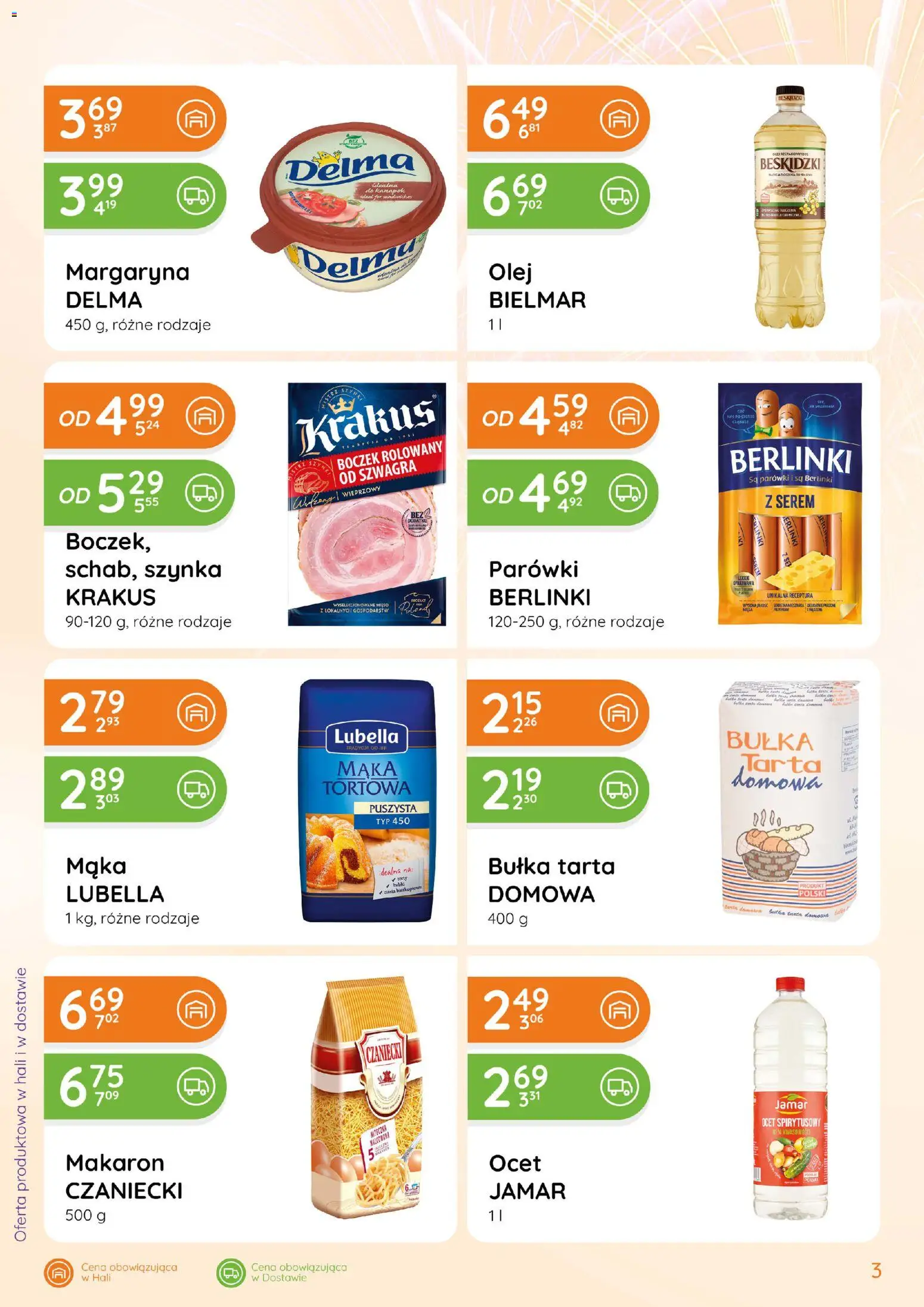 Eurocash Gazetka - Ofensywa Spożywcza od 22.01.2026 | Strona: 3 | Produkty: Ocet spirytusowy, Bułka tarta, Szynka, Bułka