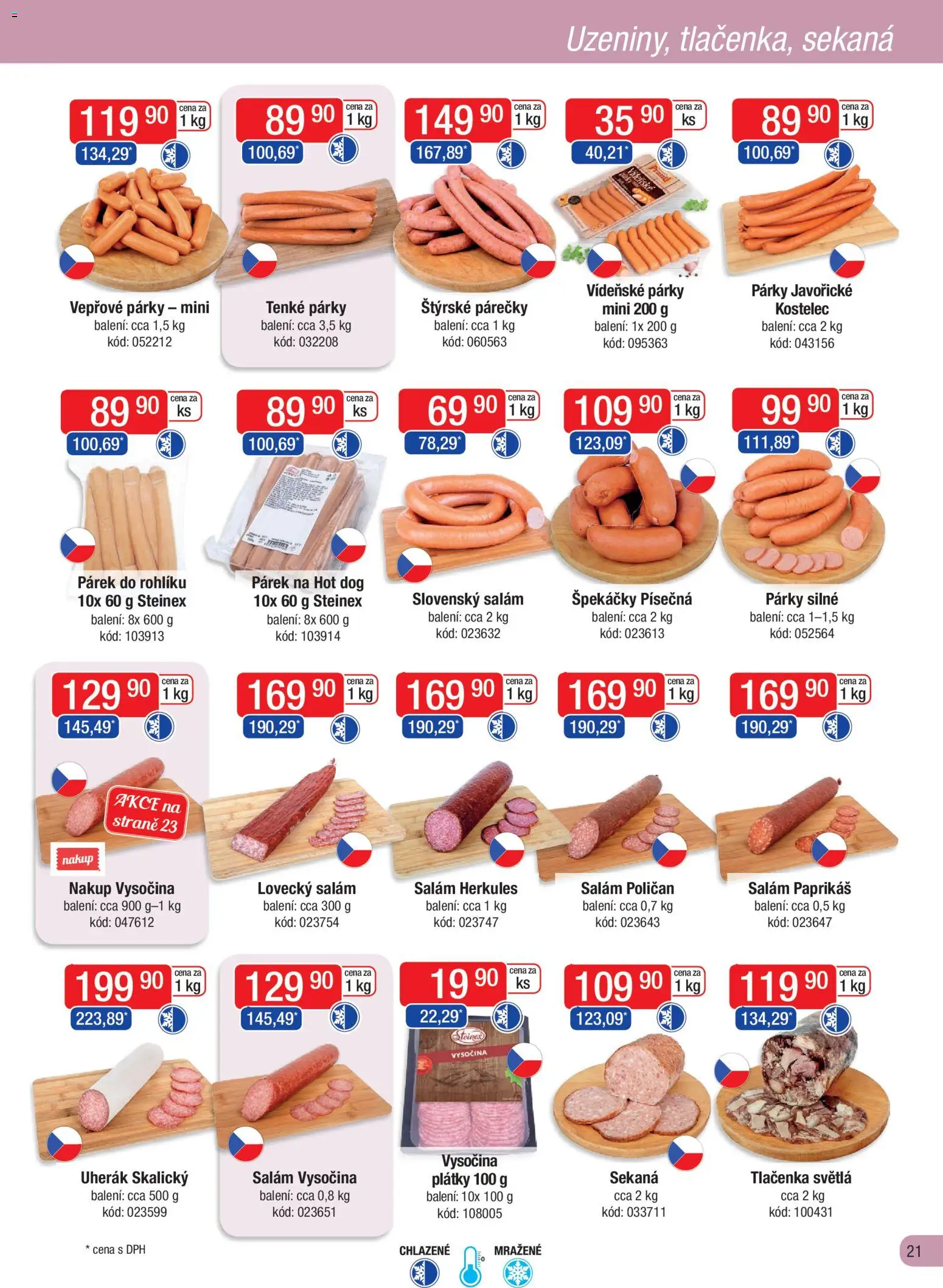 Astur & Qanto leták - Velkoobchod fresh 12/2025 od 01.12.2025 | Strana: 21 | Produkty: Vídeňské párky, Vysočina, Vepřové párky, Lovecký salám