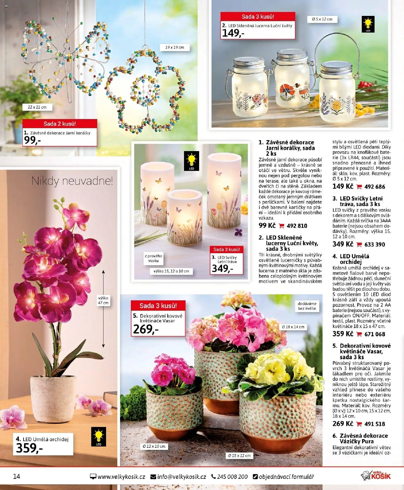 Velký Košík katalog březen 2026 od 01.03.2026 | Strana: 14 | Produkty: Korálky, Orchidej, Umělá orchidej, Lucerničky