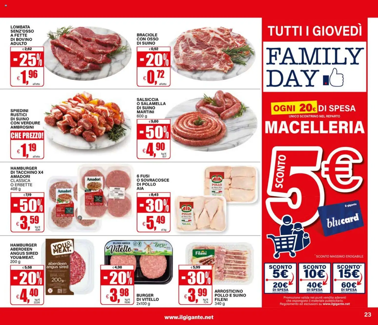 Volantino Il Gigante del 09.04.2026 | Pagina: 23 | Prodotti: Bovino, Pollo, Tacchino, Spiedini