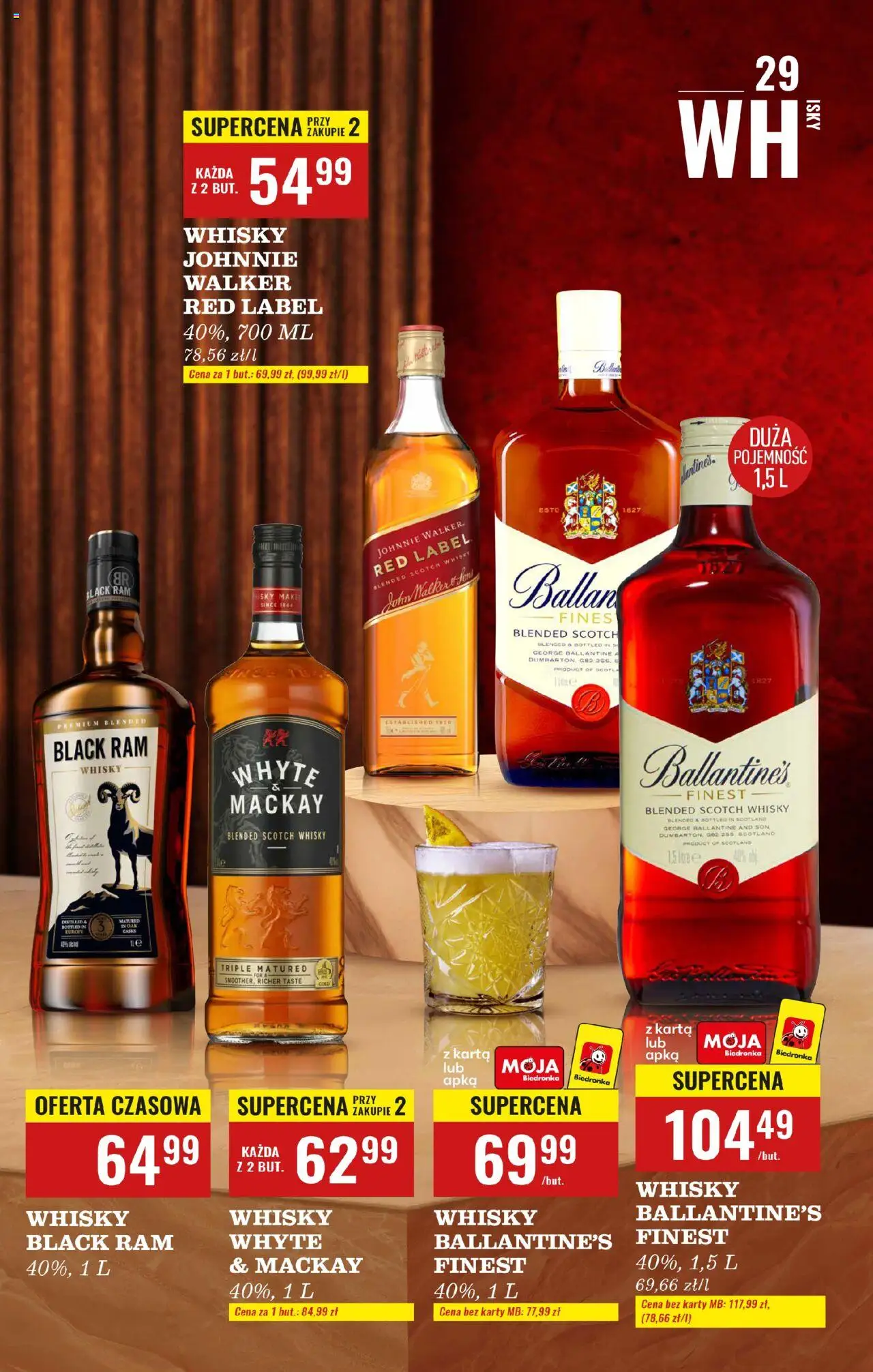 Biedronka gazetka - Czas na toast od 20.10.2025 | Strona: 29 | Produkty: Karta, Black ram, Red label, Whisky