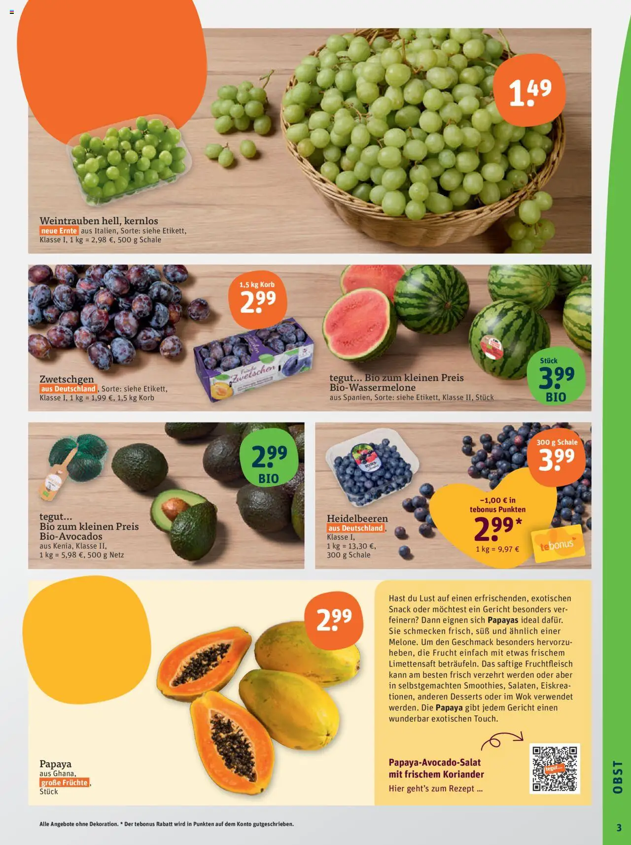 Tegut - Rheinland-Pfalz, Niedersachsen, Heidelberg - gültig ab dem 07.08.2025 | Seite: 5 | Produkte: Heidelbeeren, Obst, Weintrauben, Wok