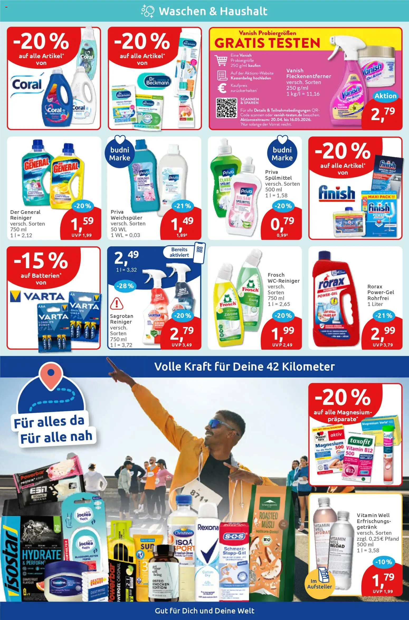 Budni Prospekt – gültig ab 20.04.2026 | Seite: 4 | Produkte: Musli, Batterien, Finish, Zitrone