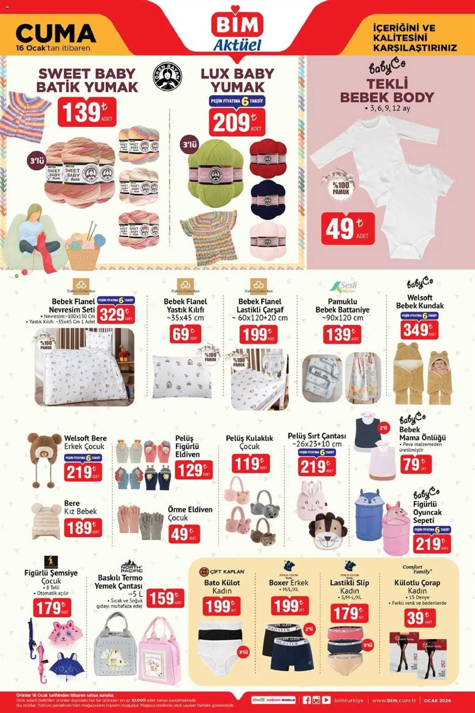 BİM Katalog Cuma - 16.01.2026 tarihinden itibaren geçerlidir | Sayfa: 3 | Ürünler: Yastık, Nevresim, Çarşaf, Yastık kılıfı