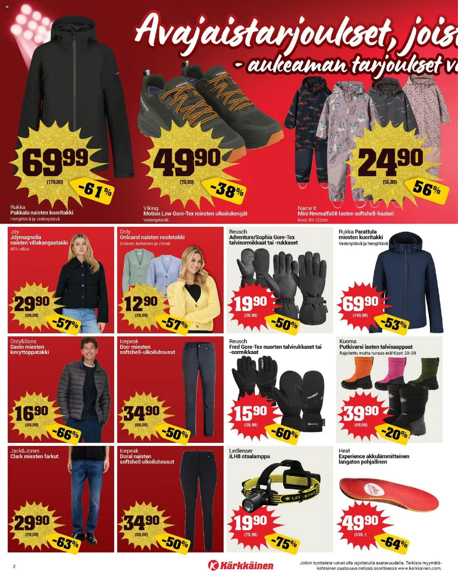 Kärkkäinen - Tarjoukset - Pohjoinen painos – voimassa 18.02.2026 alkaen | Sivu: 2 | Tuotteet: Neuletakki, Kuoritakki, Farkut