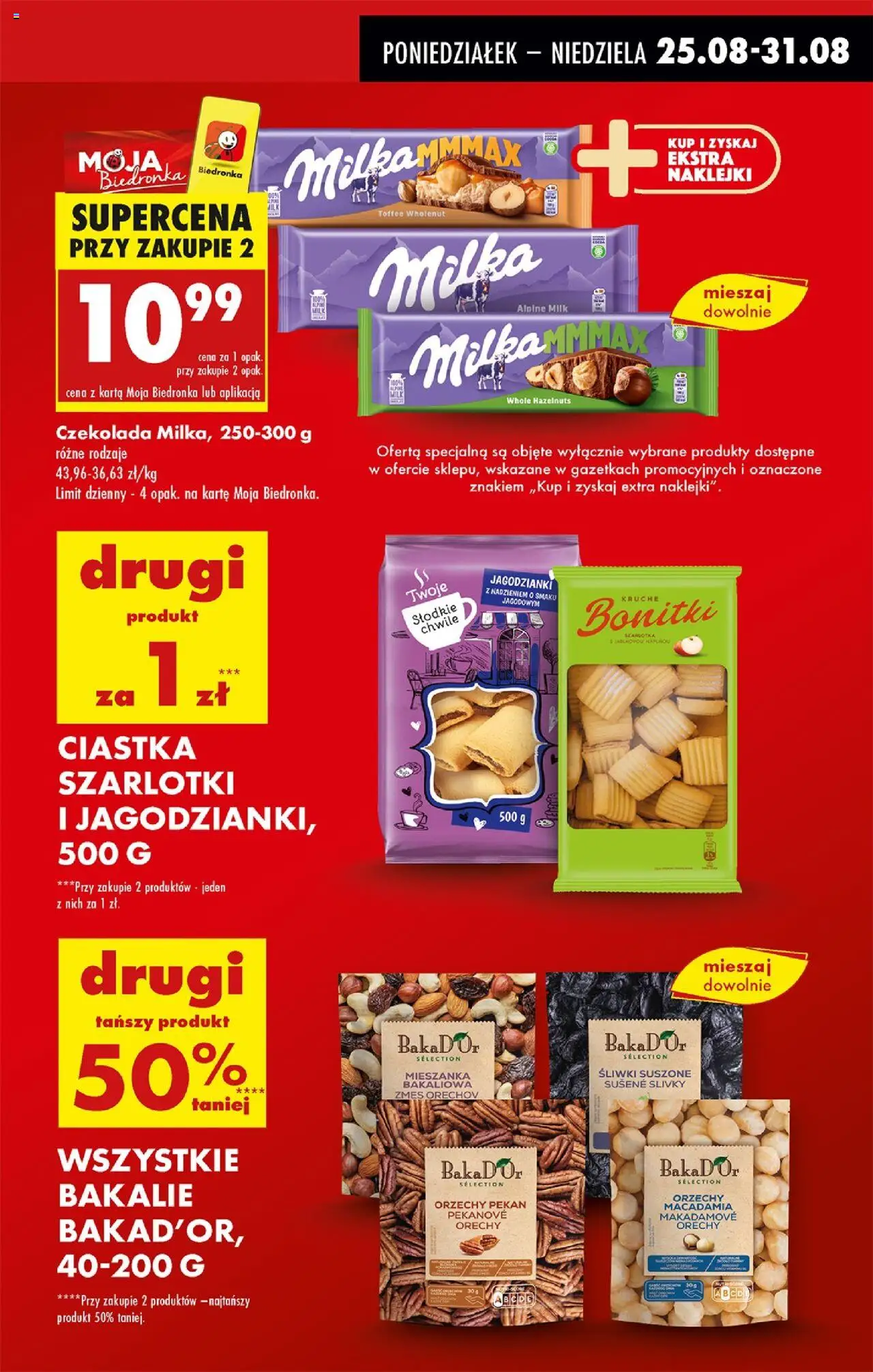 Biedronka gazetka od 25.08.2025 | Strona: 11 | Produkty: Milka, Śliwki, Śliwki suszone, Orzechy