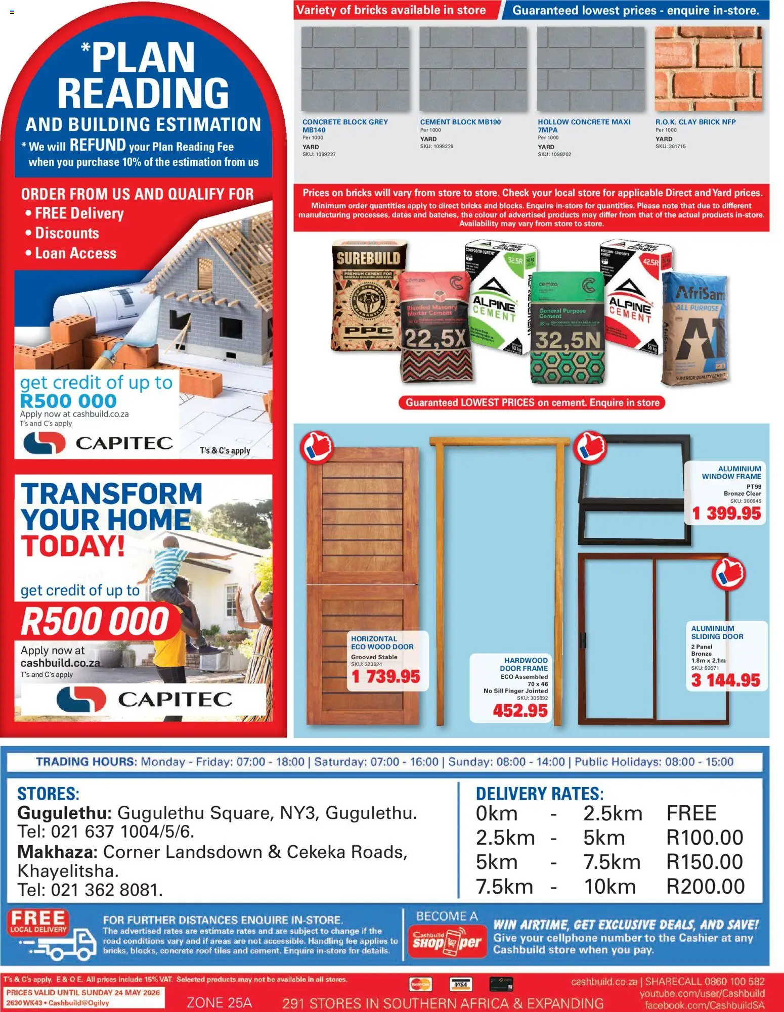 New Cashbuild catalogue – valid from 20.04.2026 | Page: 4 | Products: Dates, Door frame, Cement, Clay