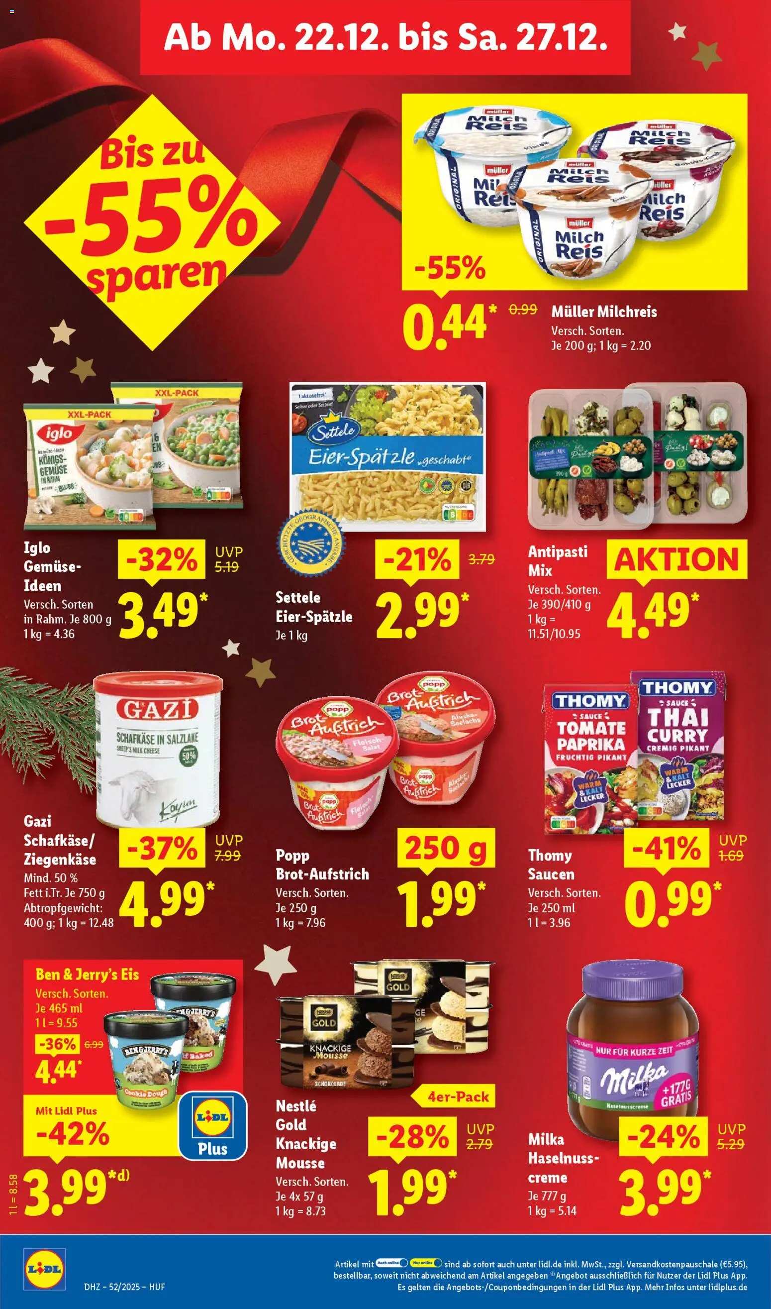 Lidl Prospekt Nagold – gültig ab 22.12.2025 | Seite: 16 | Produkte: Milch, Iglo, Reis, Salat
